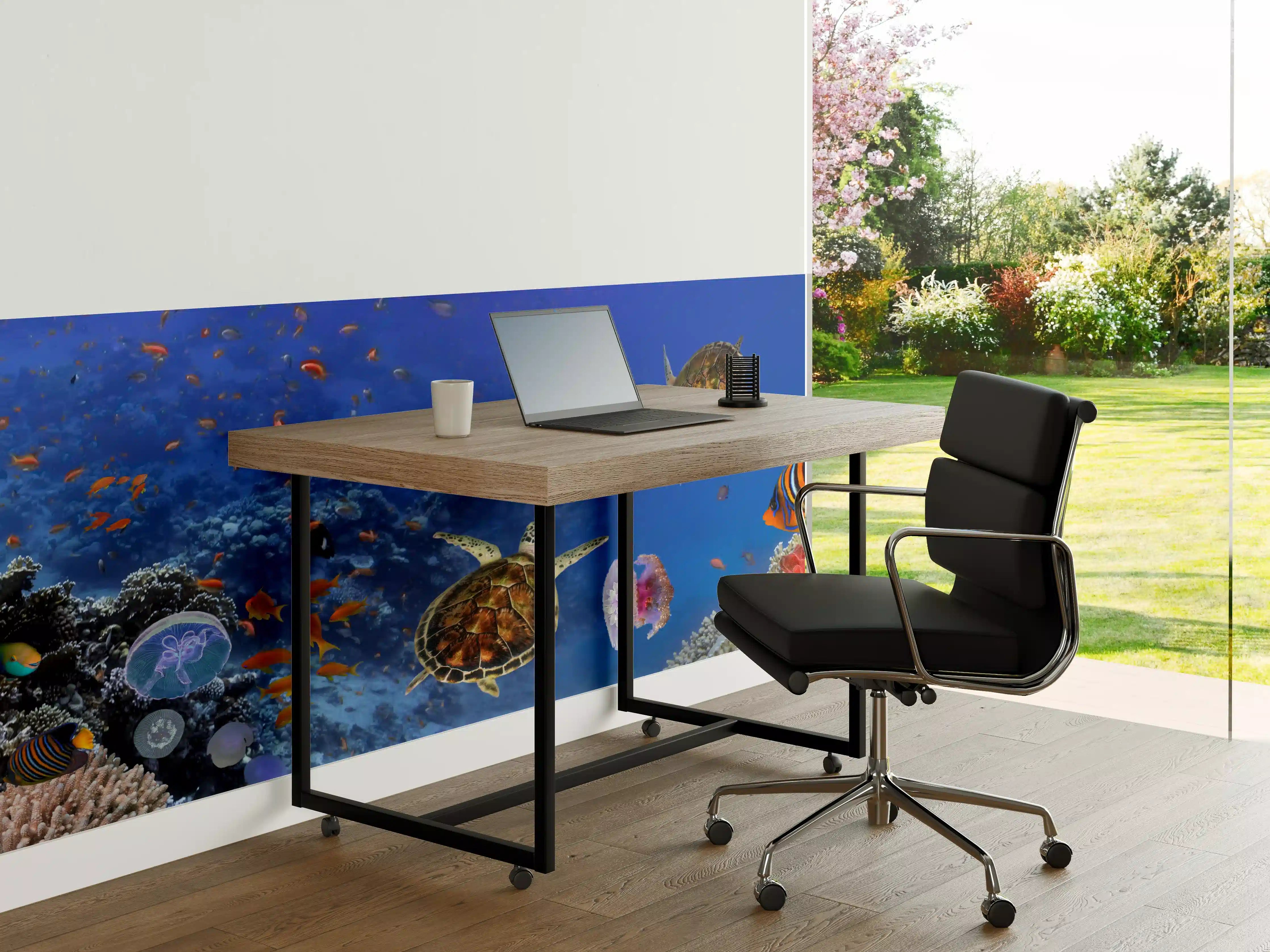 Büro Wandgestaltung - Unterwasser-Panorama mit Schildkröte