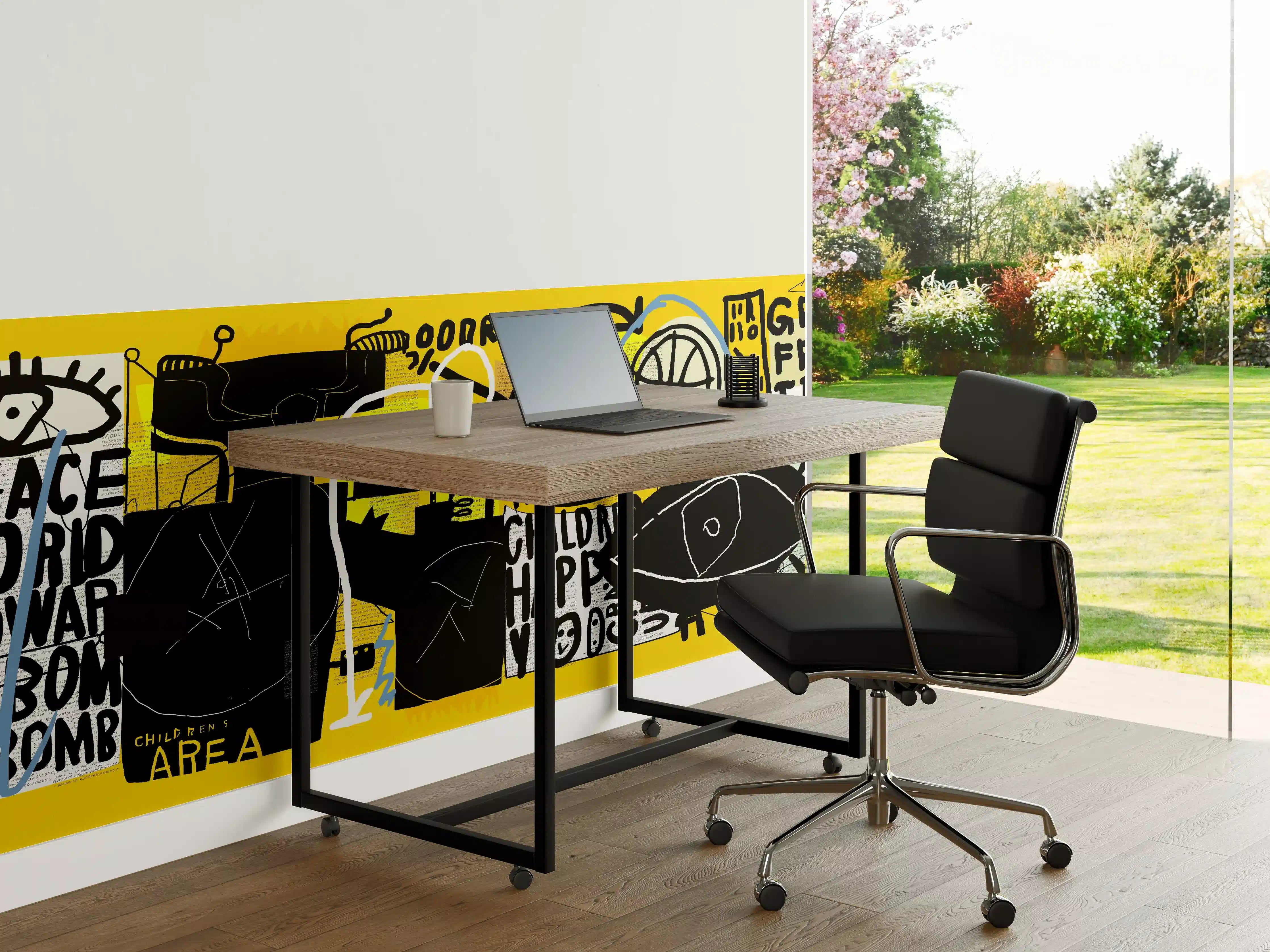 Büro Wandgestaltung - Urbanes Graffiti-Kunstwerk Gelb Schwarz