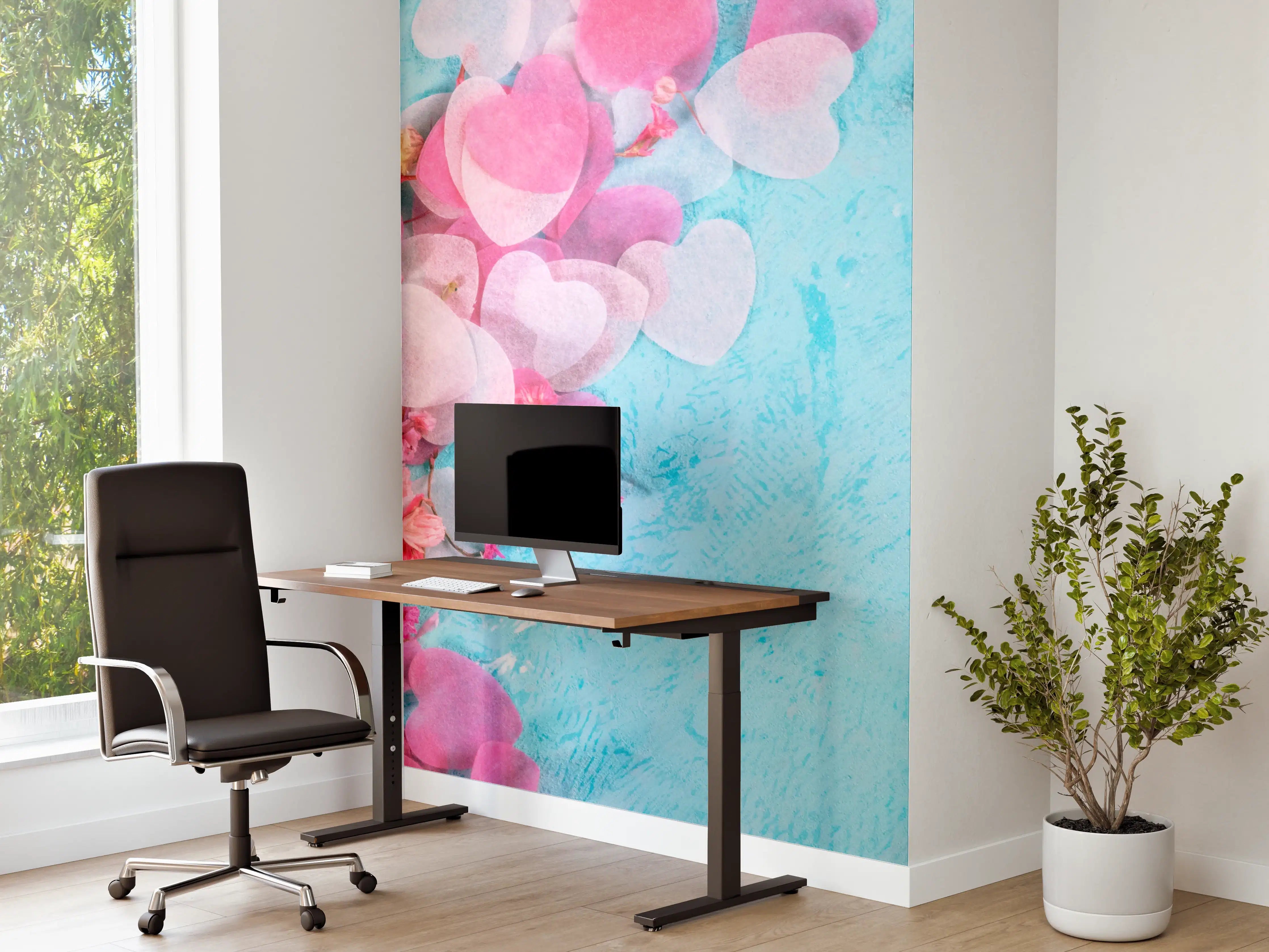 Büro Wandgestaltung - Valentinstag Panorama Blau Rosa
