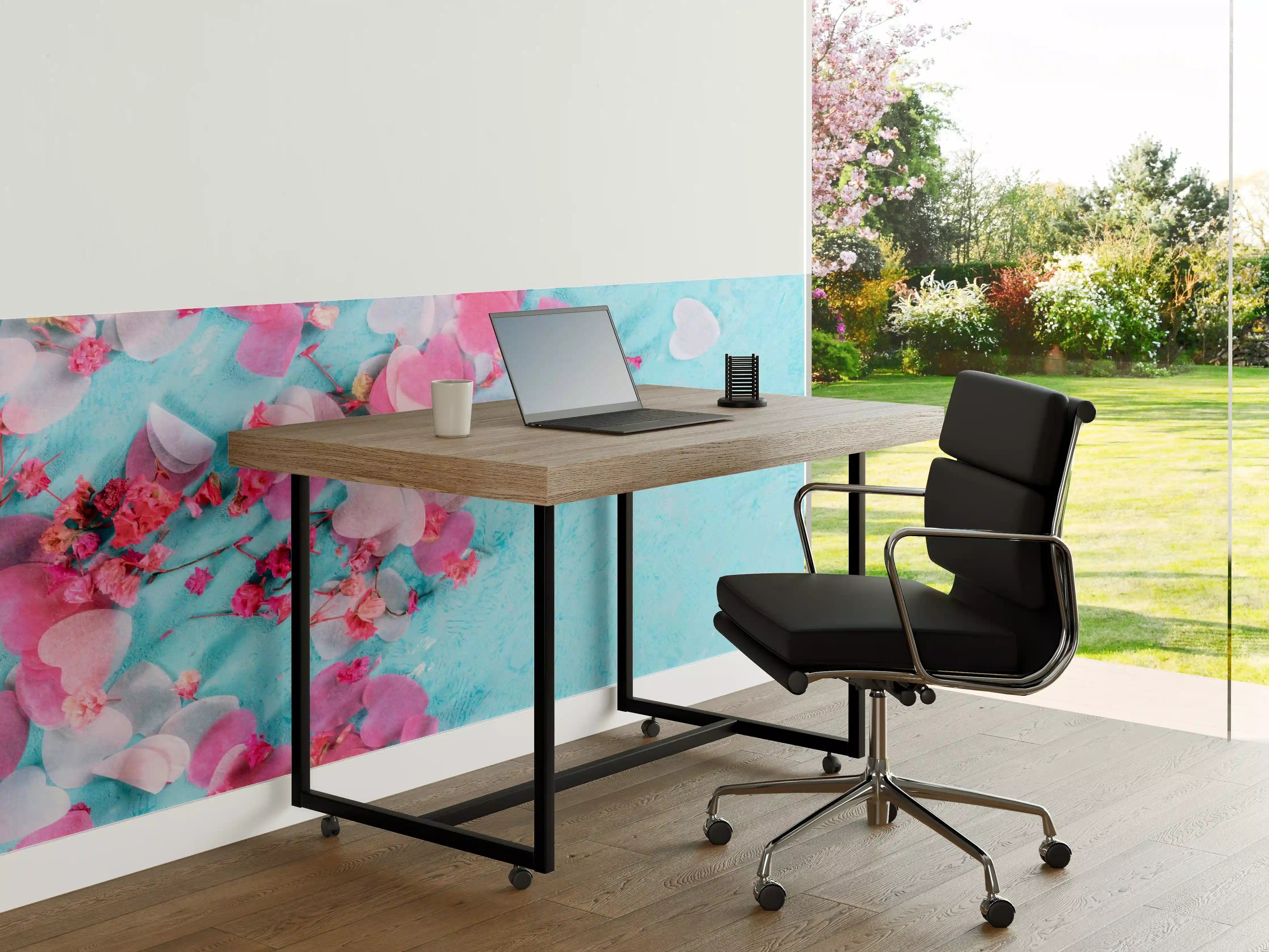 Büro Wandgestaltung - Valentinstag Panorama Blau Rosa