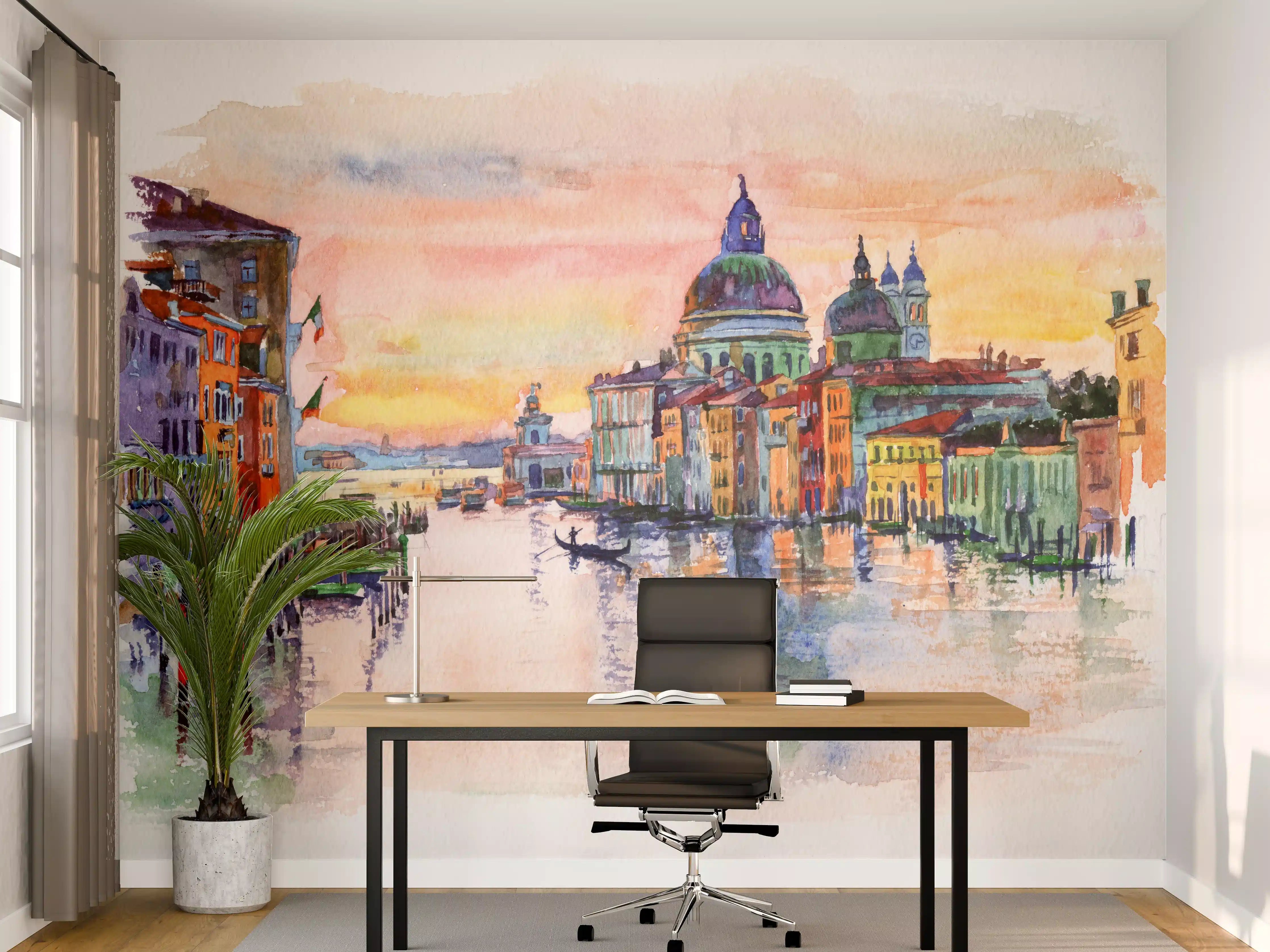 Büro Wandgestaltung - Venedig Aquarell 