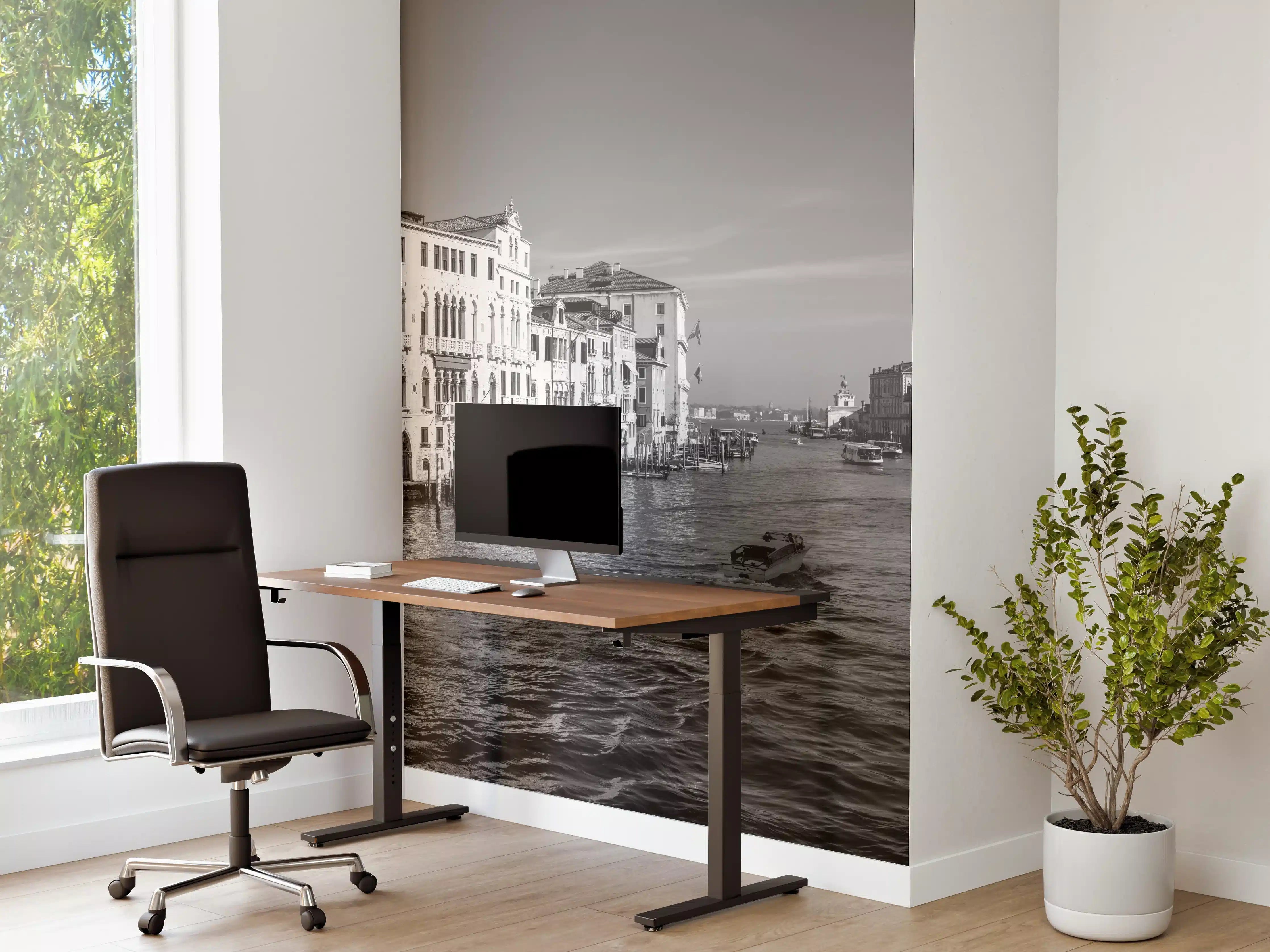 Büro Wandgestaltung - Venedig in Schwarz und Weiß