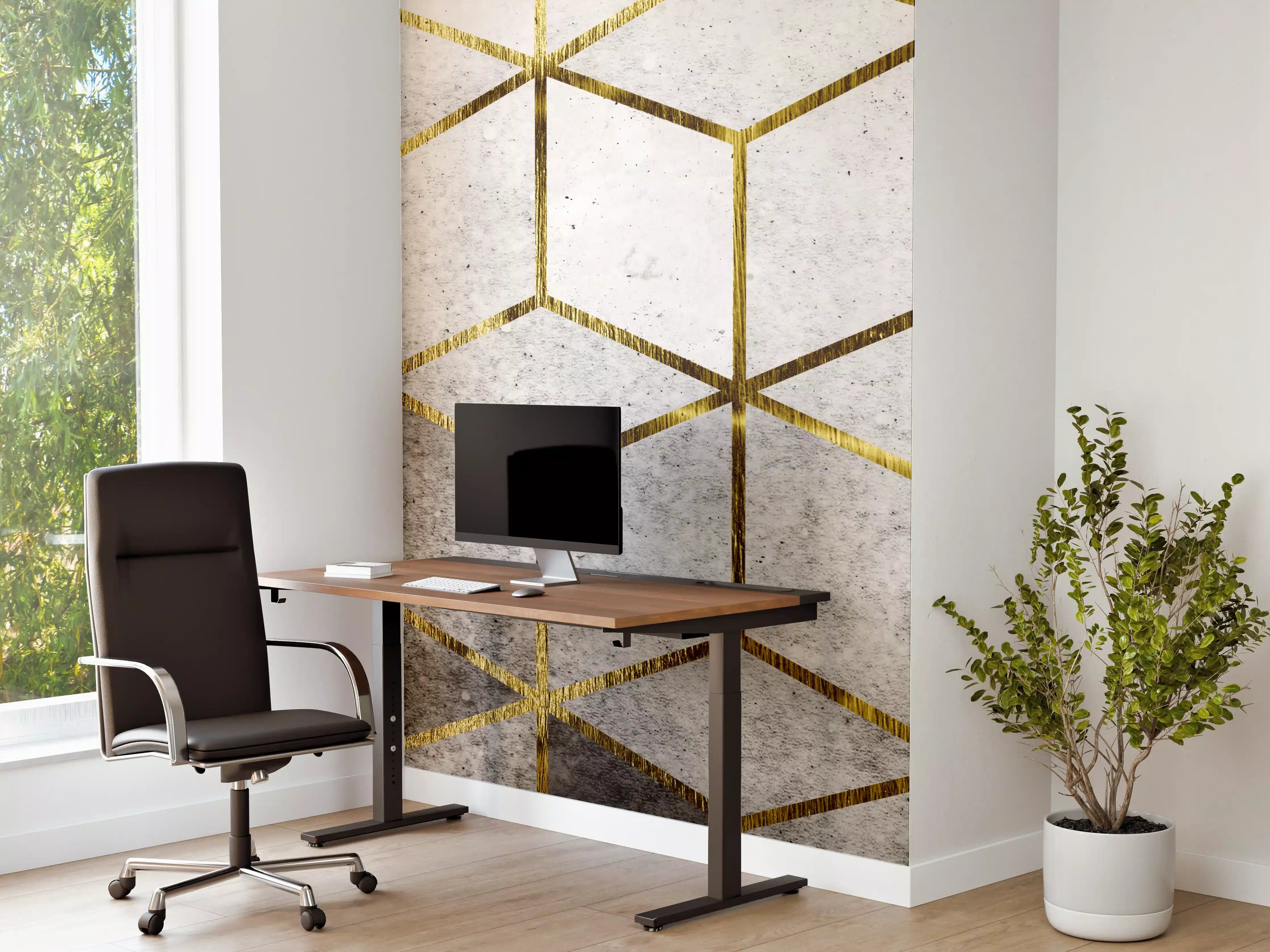 Büro Wandgestaltung - Veredeltes Mosaik-Design mit Goldakzenten
