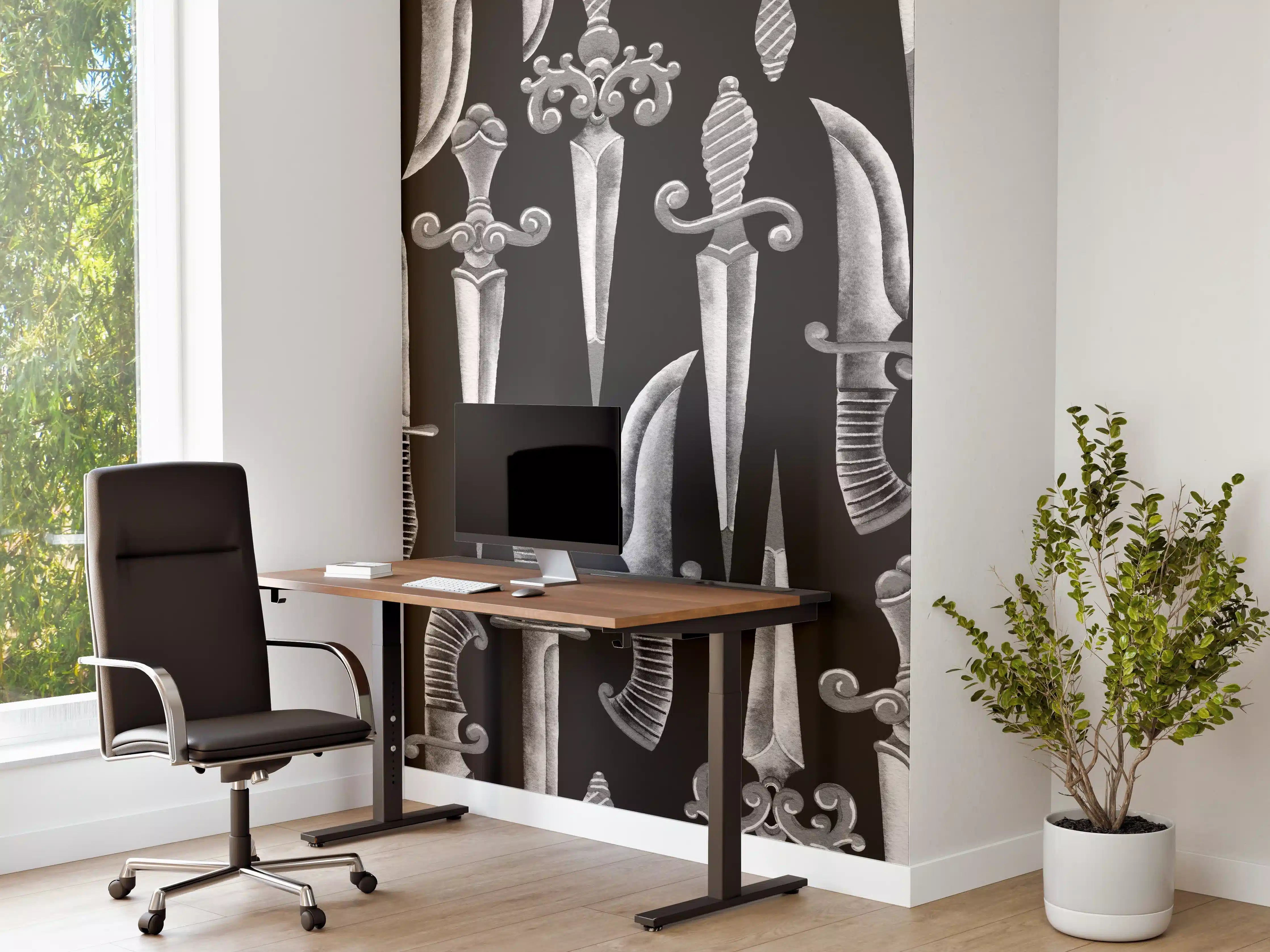 Büro Wandgestaltung - Verschnörkelte Messer in Aquarell