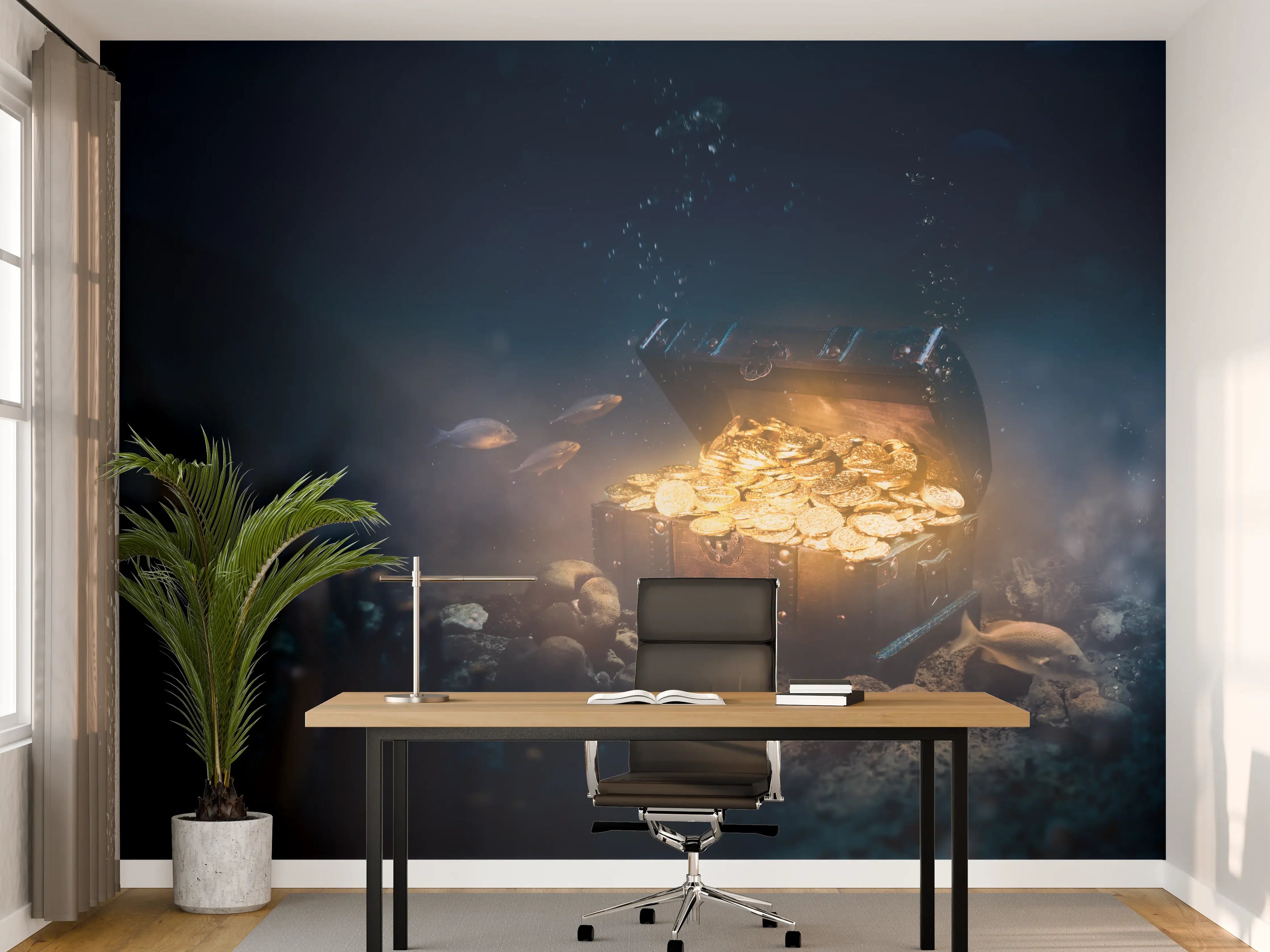 Büro Wandgestaltung - Versunkener Schatz auf dem Meeresgrund