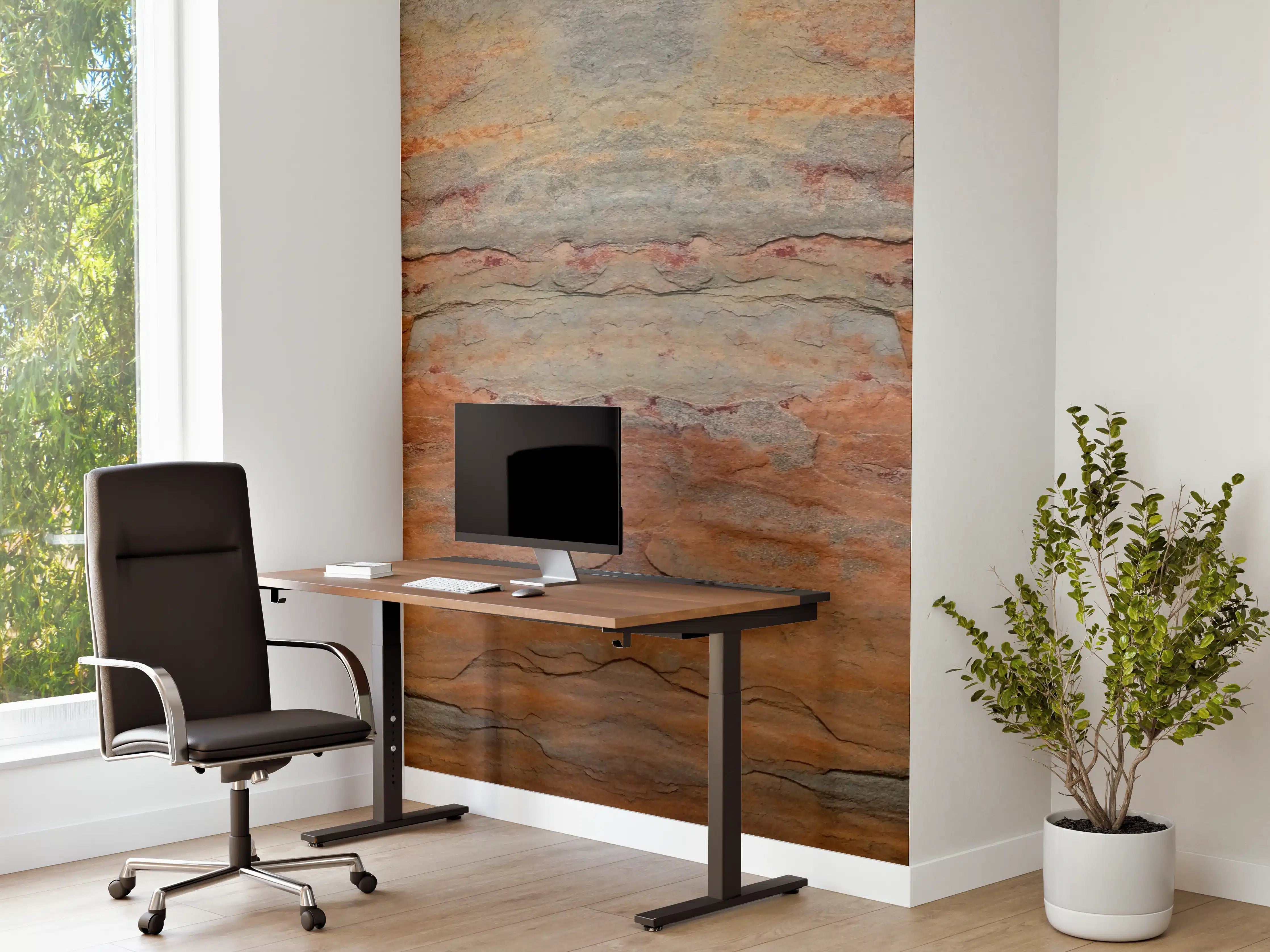 Büro Wandgestaltung - Verwitterte Steinwand in Panorama-Ansicht