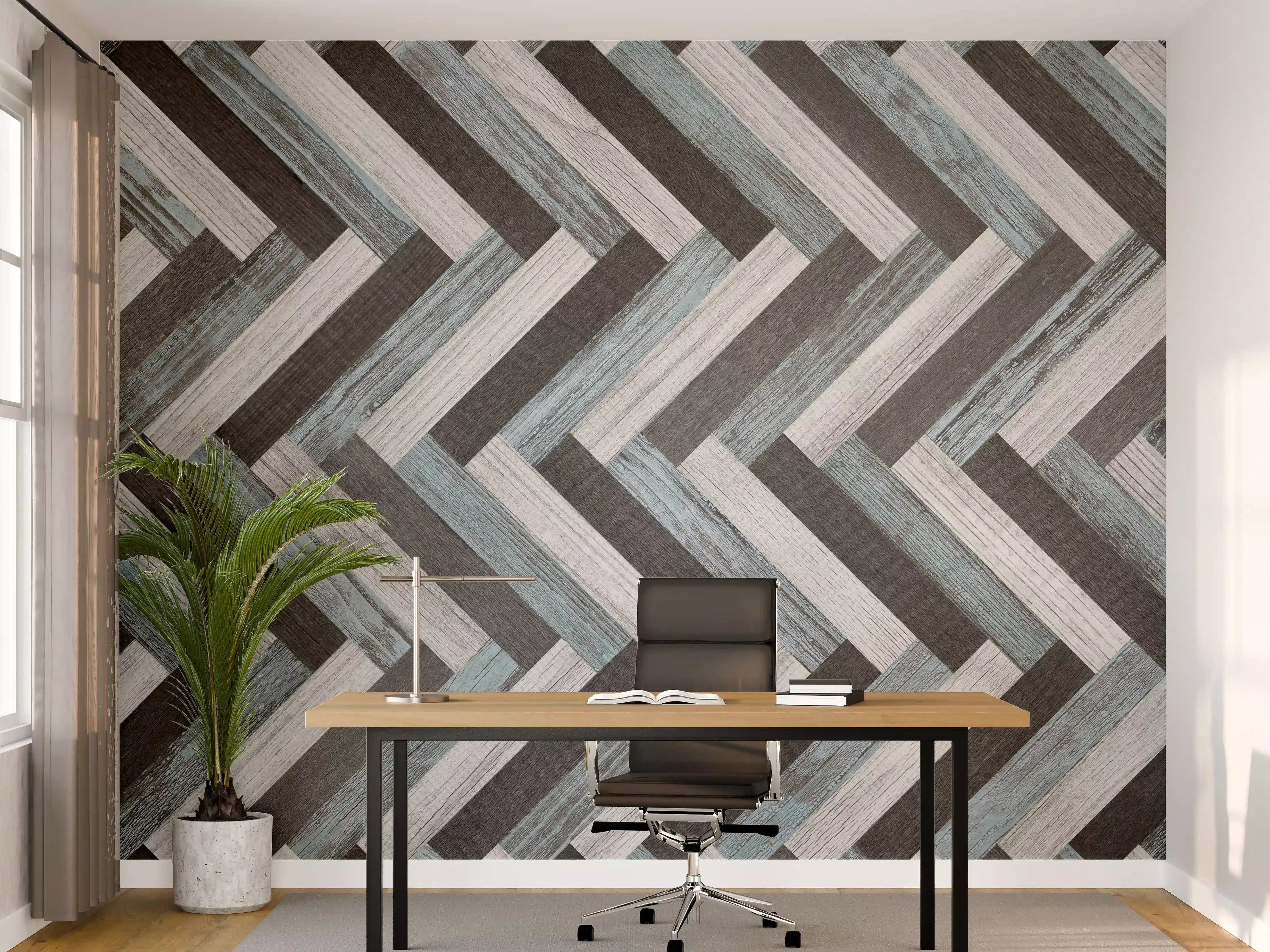 Büro Wandgestaltung - Verwitterte gemischte Holzdielen