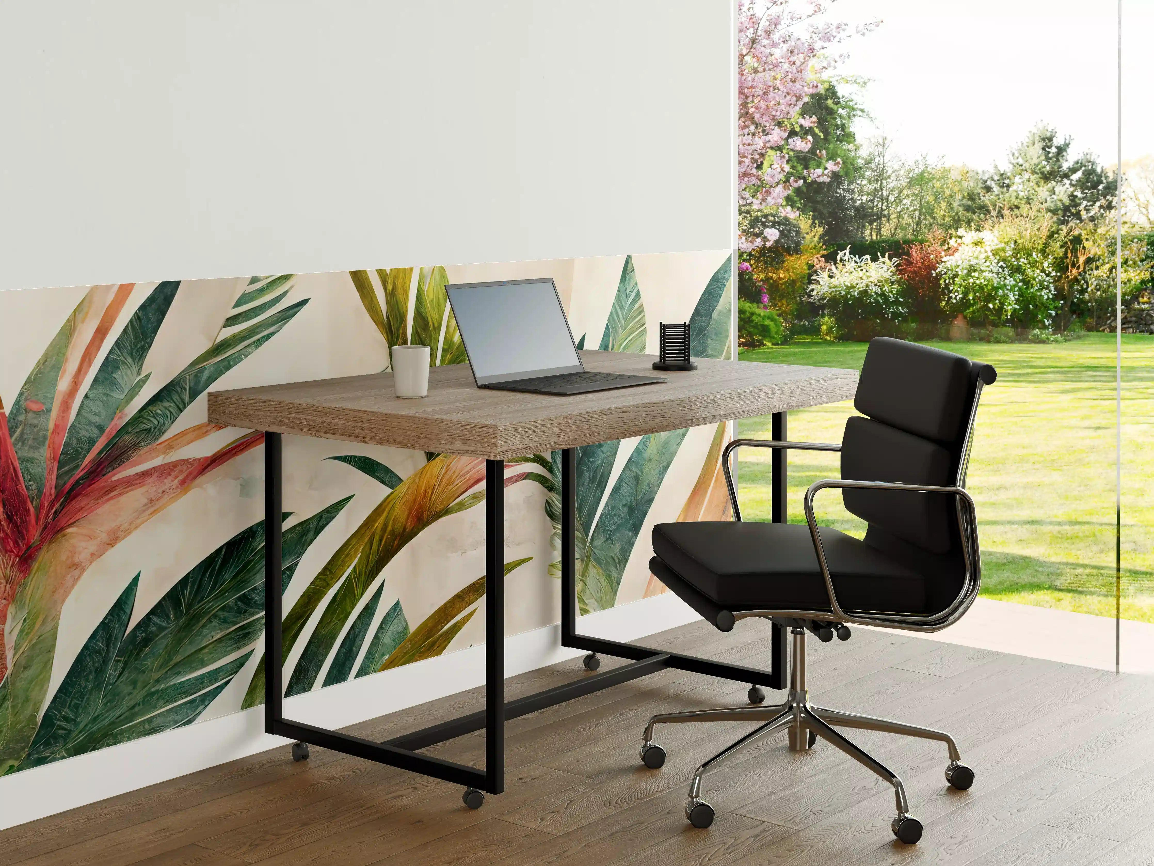 Büro Wandgestaltung - Vibrante Tropenpflanzen mit leuchtenden Farben