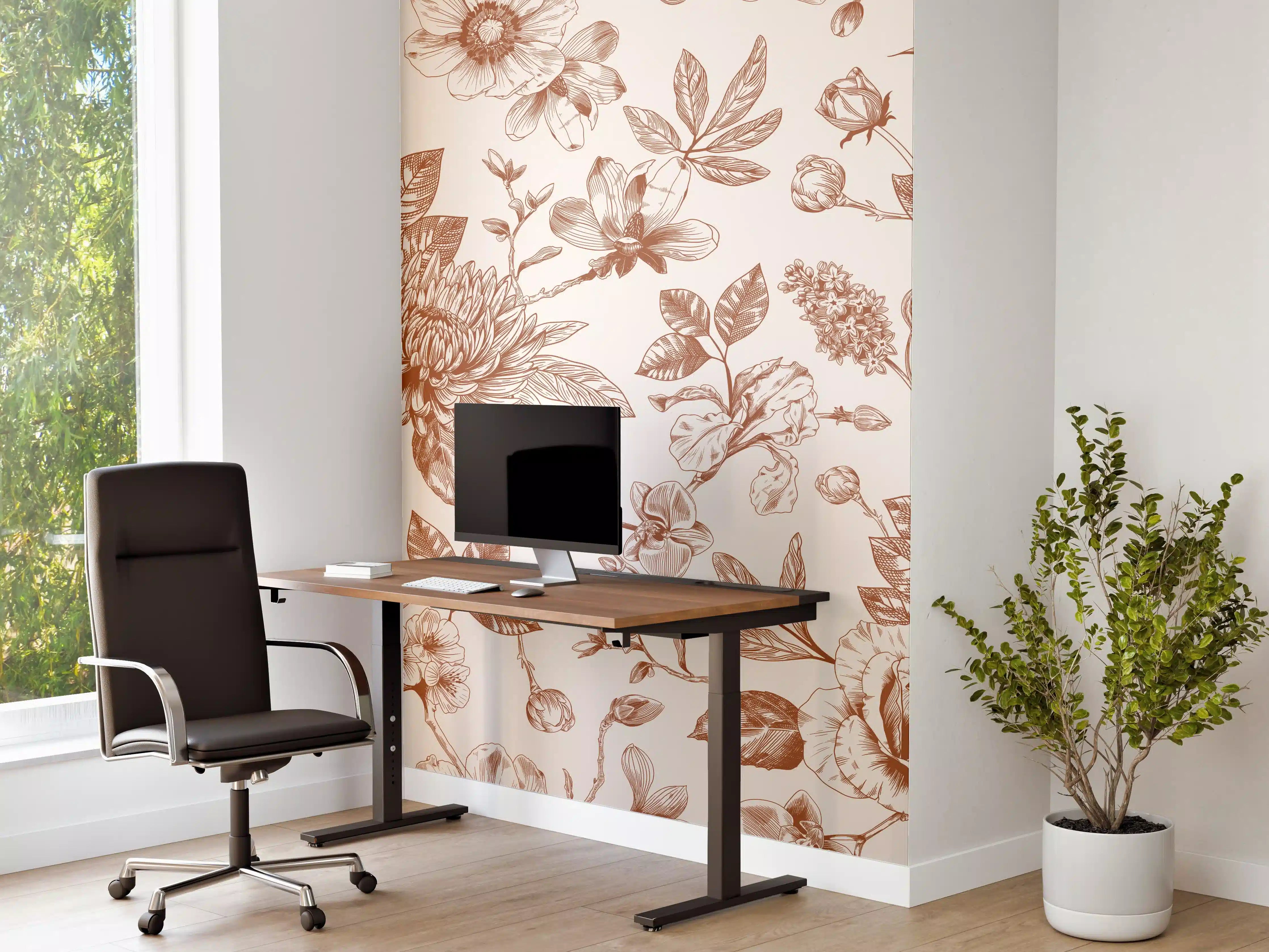 Büro Wandgestaltung - Vintage Bloom Amber Blumenmuster