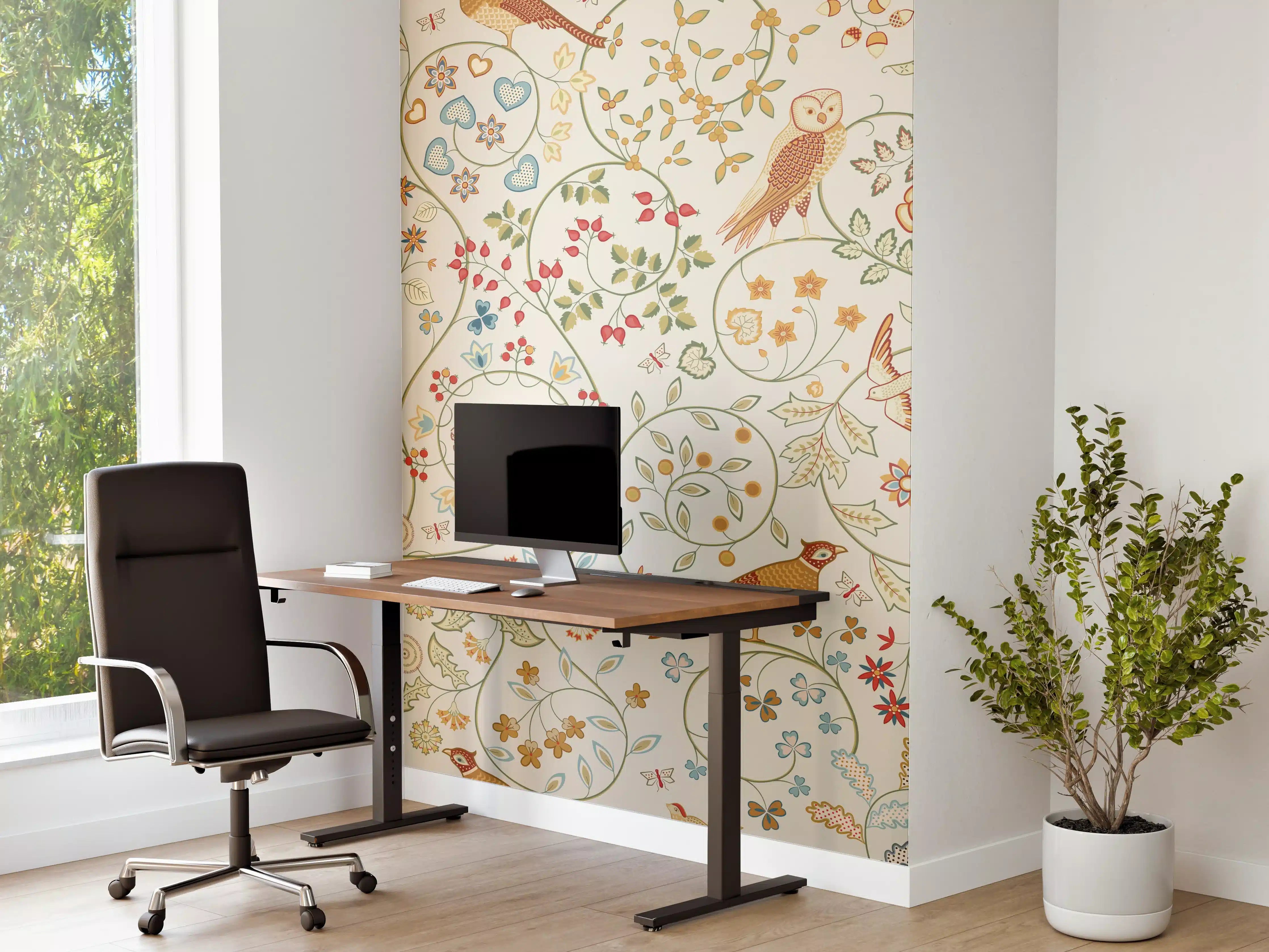 Büro Wandgestaltung - Vintage Bloom Blumenmuster Beige