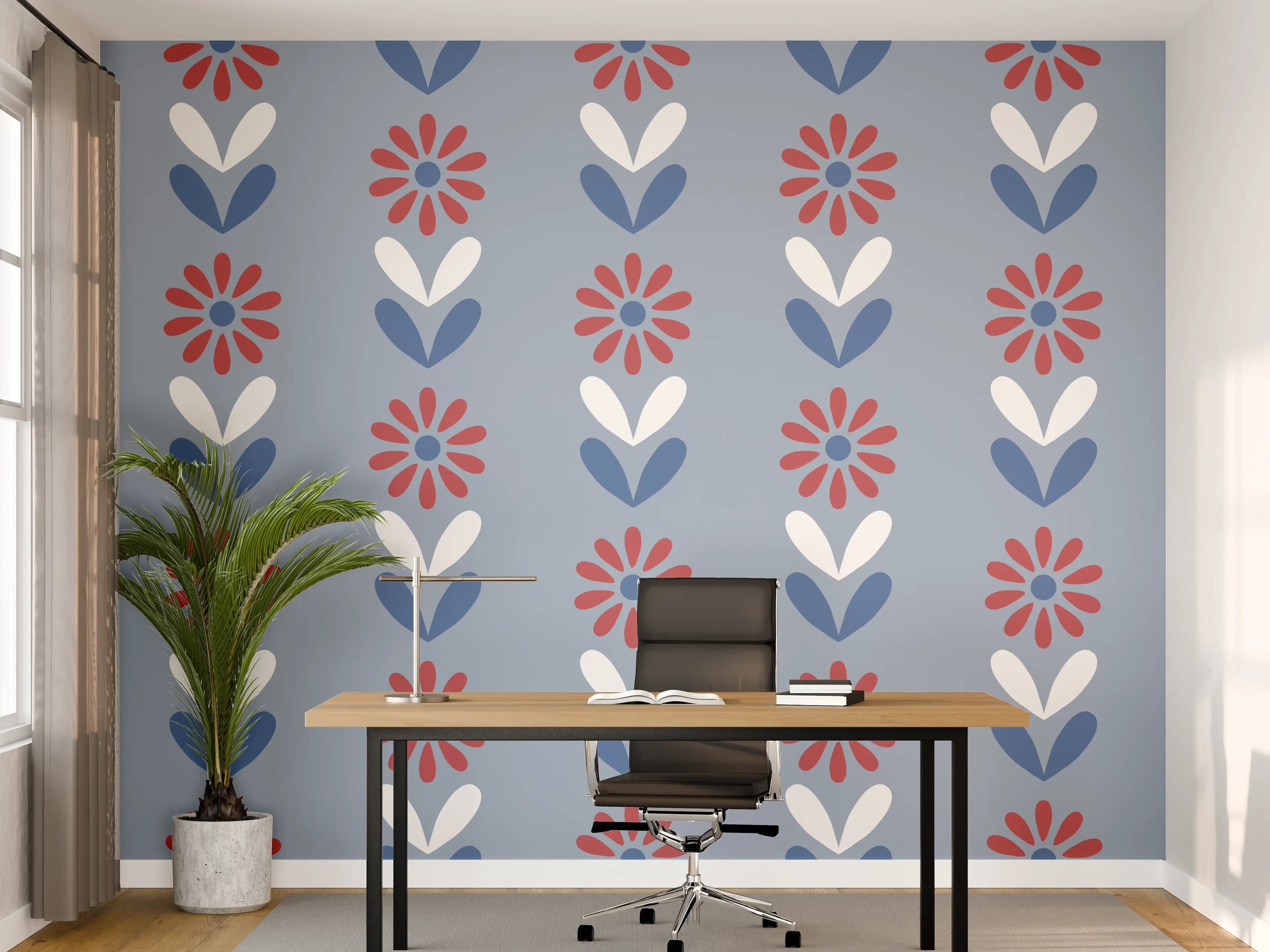 Büro Wandgestaltung - Vintage Bloom Gänseblümchen Tapete