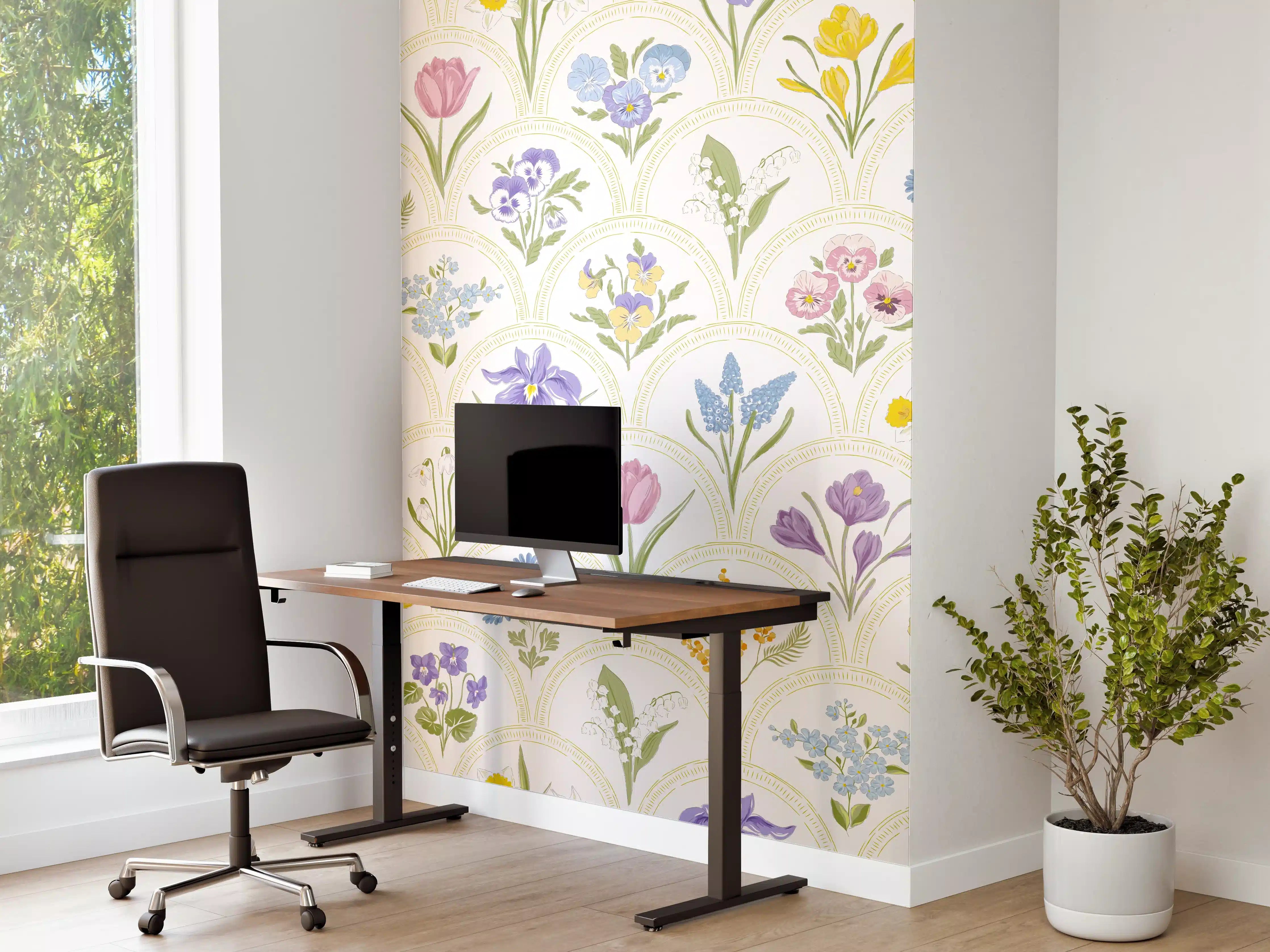 Büro Wandgestaltung - Vintage Bloom Pastell-Blumentapete