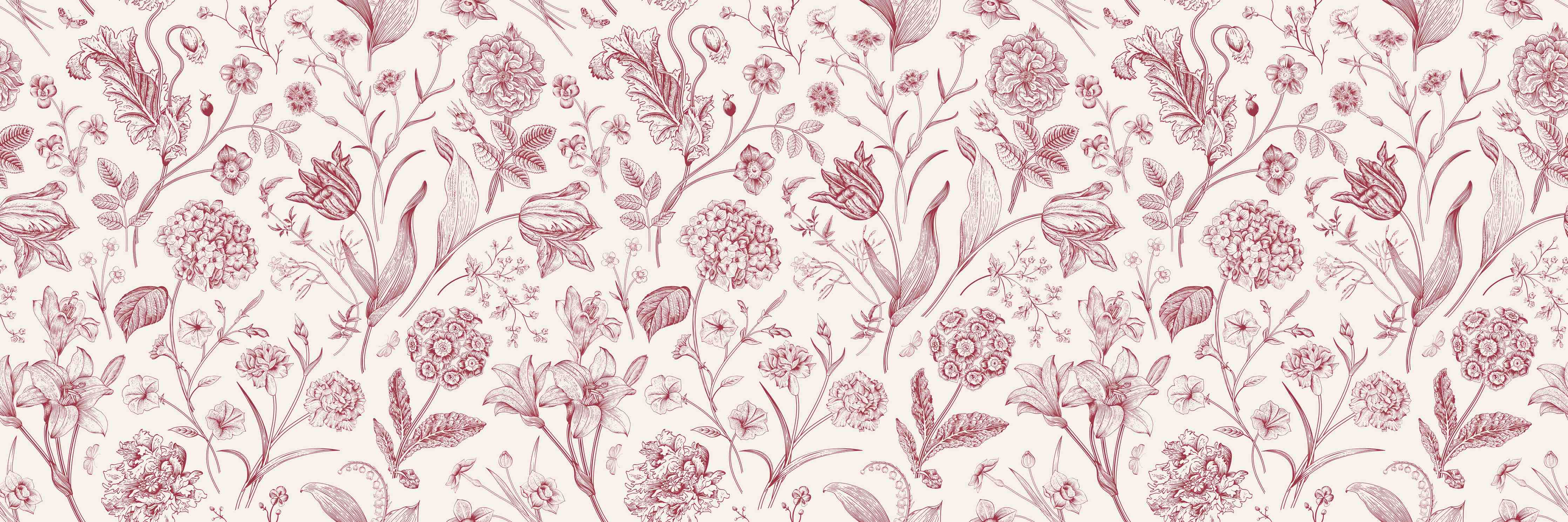 Büro Wandgestaltung-Vintage Bloom Rosa-Muster