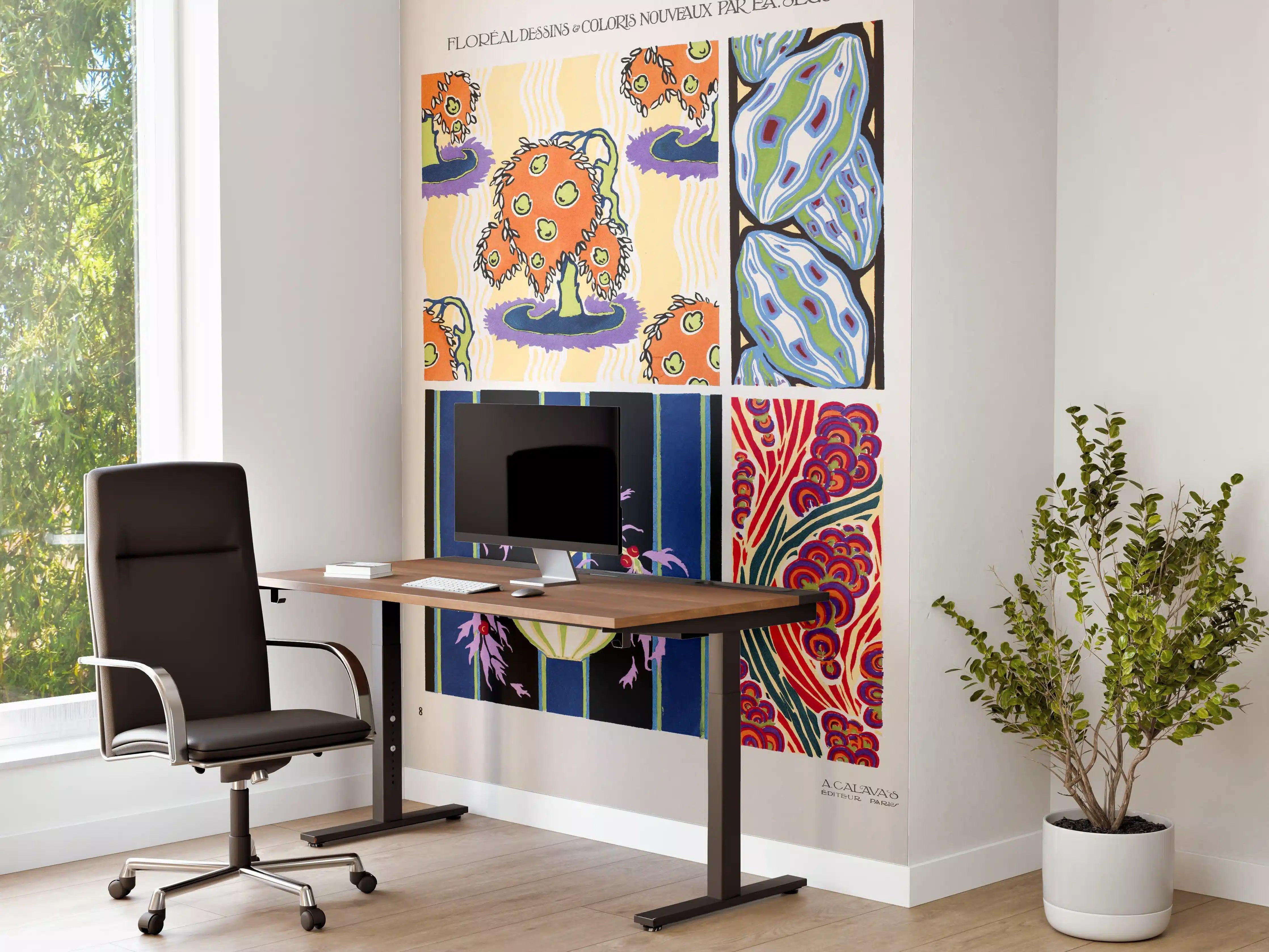 Büro Wandgestaltung - Vintage-Blumen Kunstposter
