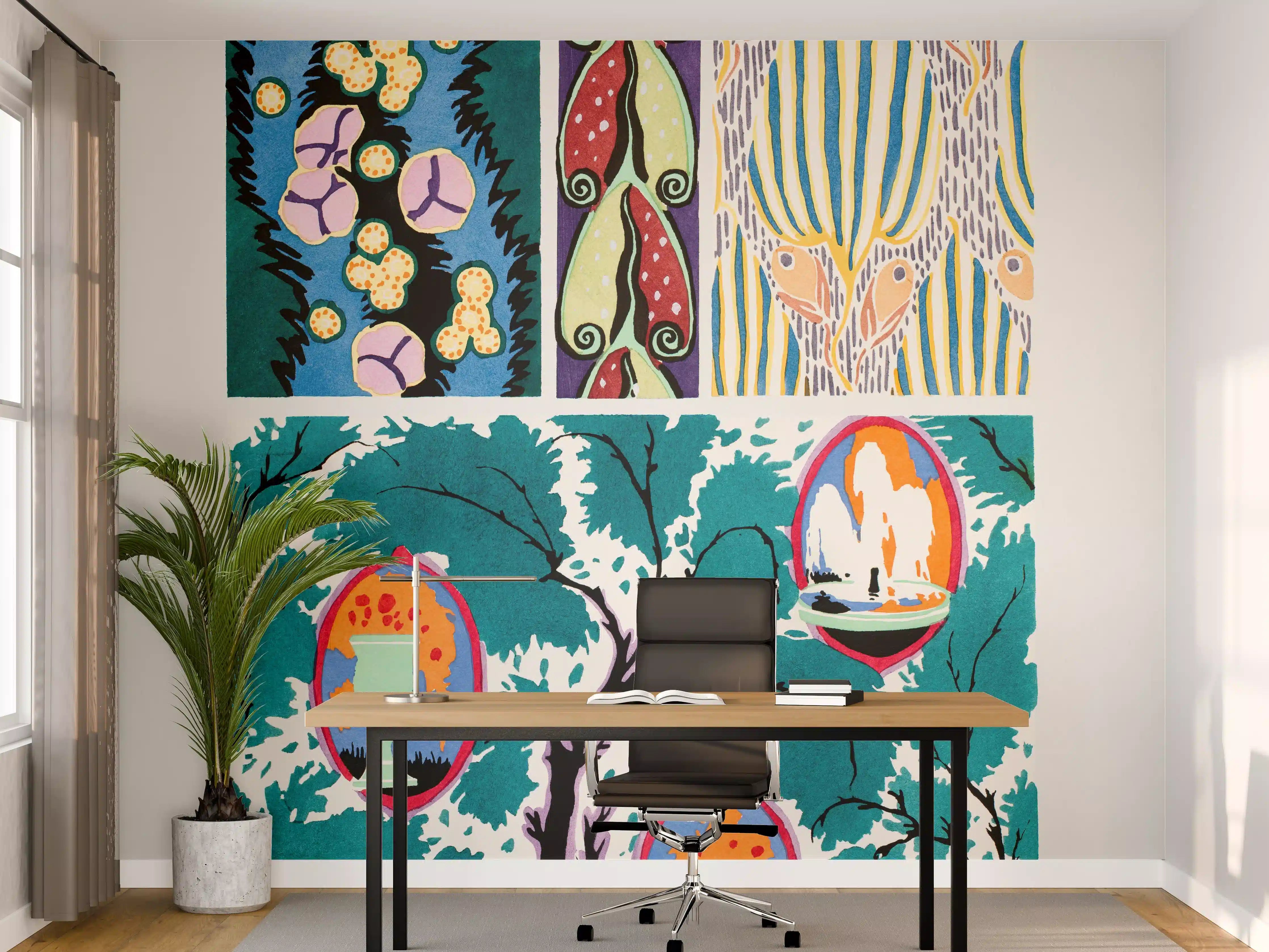 Büro Wandgestaltung - Vintage Blumenkunst Poster