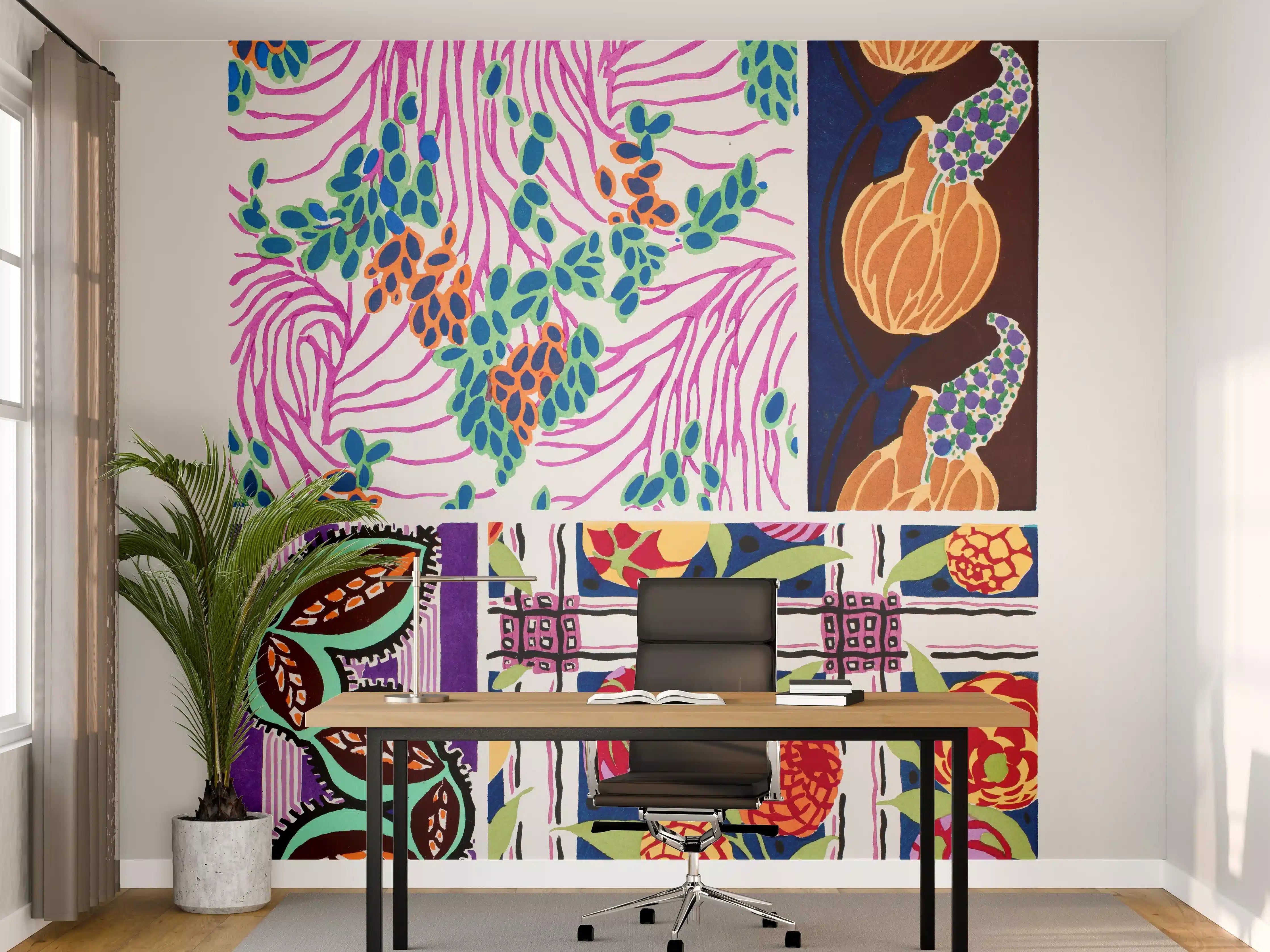 Büro Wandgestaltung - Vintage-Blumenmuster-Meisterkunst