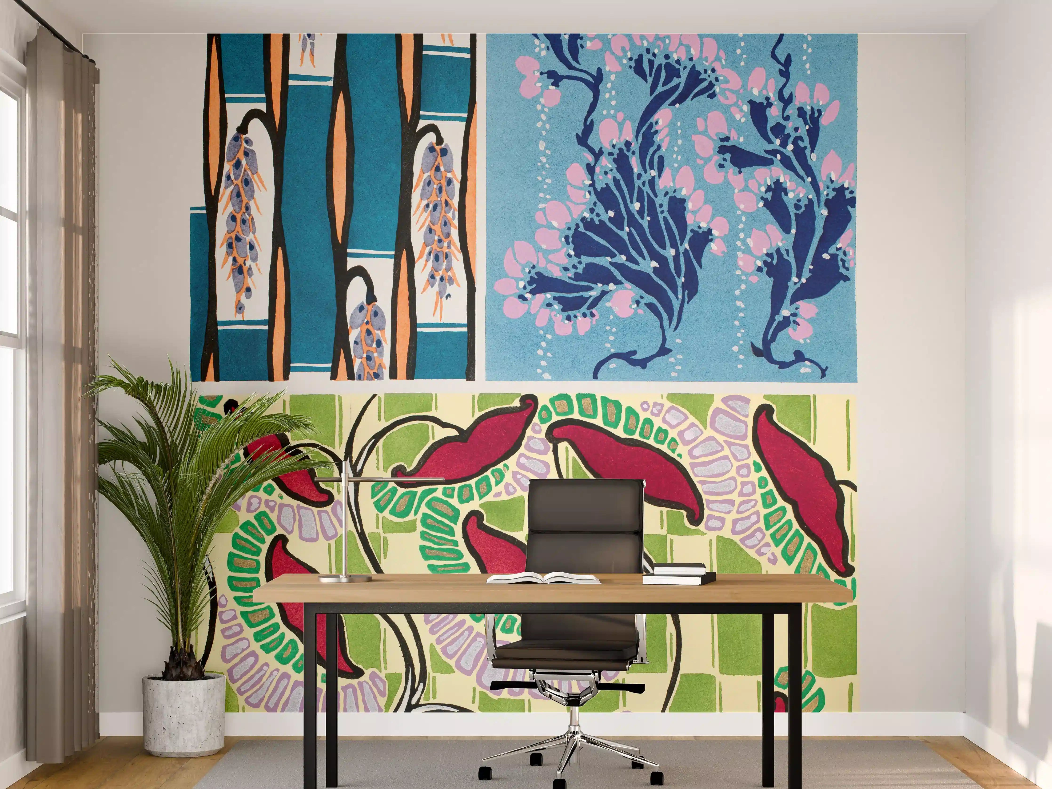 Büro Wandgestaltung - Vintage Botanik Blumen Poster