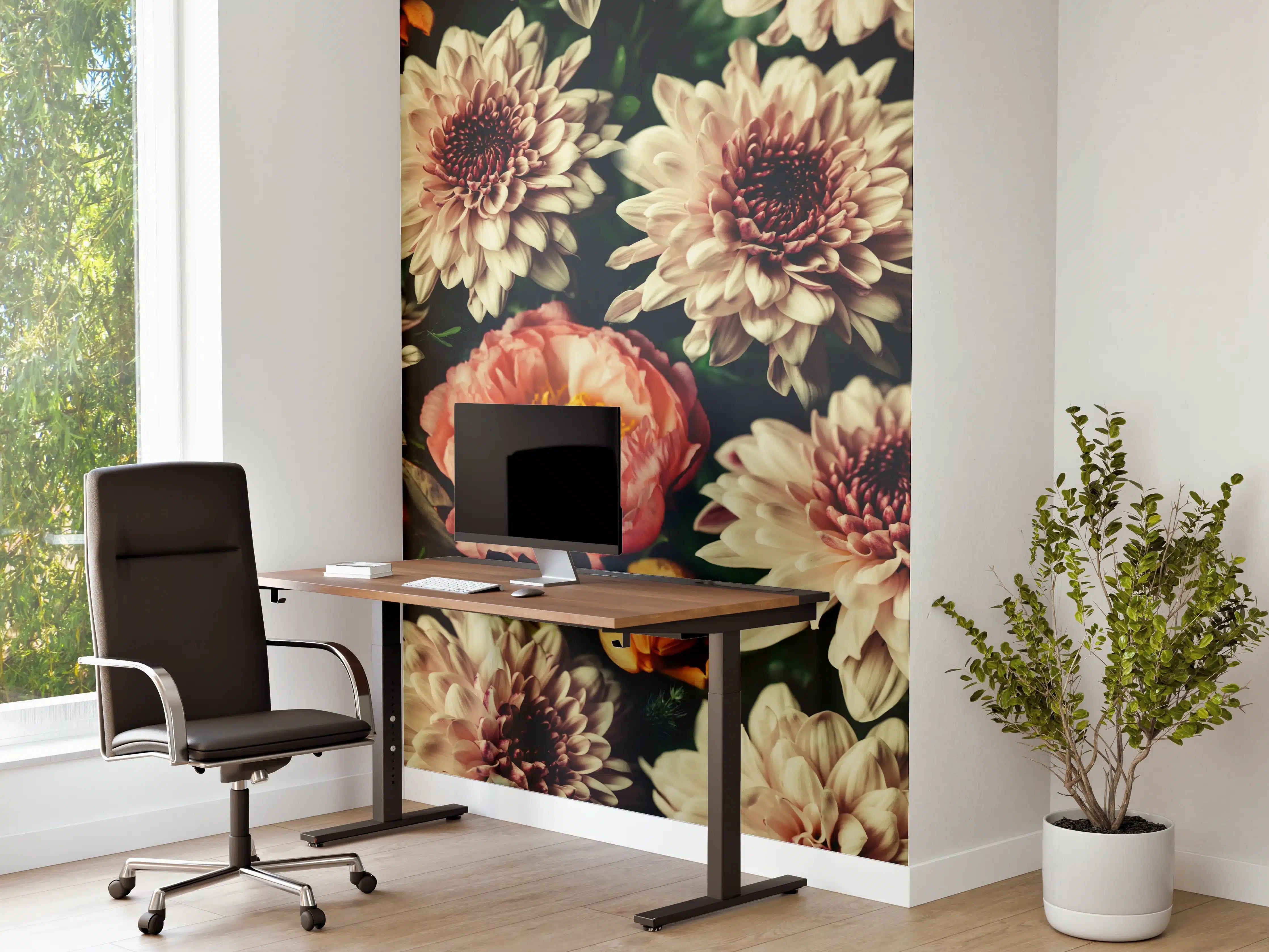 Büro Wandgestaltung - Vintage-Bouquet mit schönen Blumen