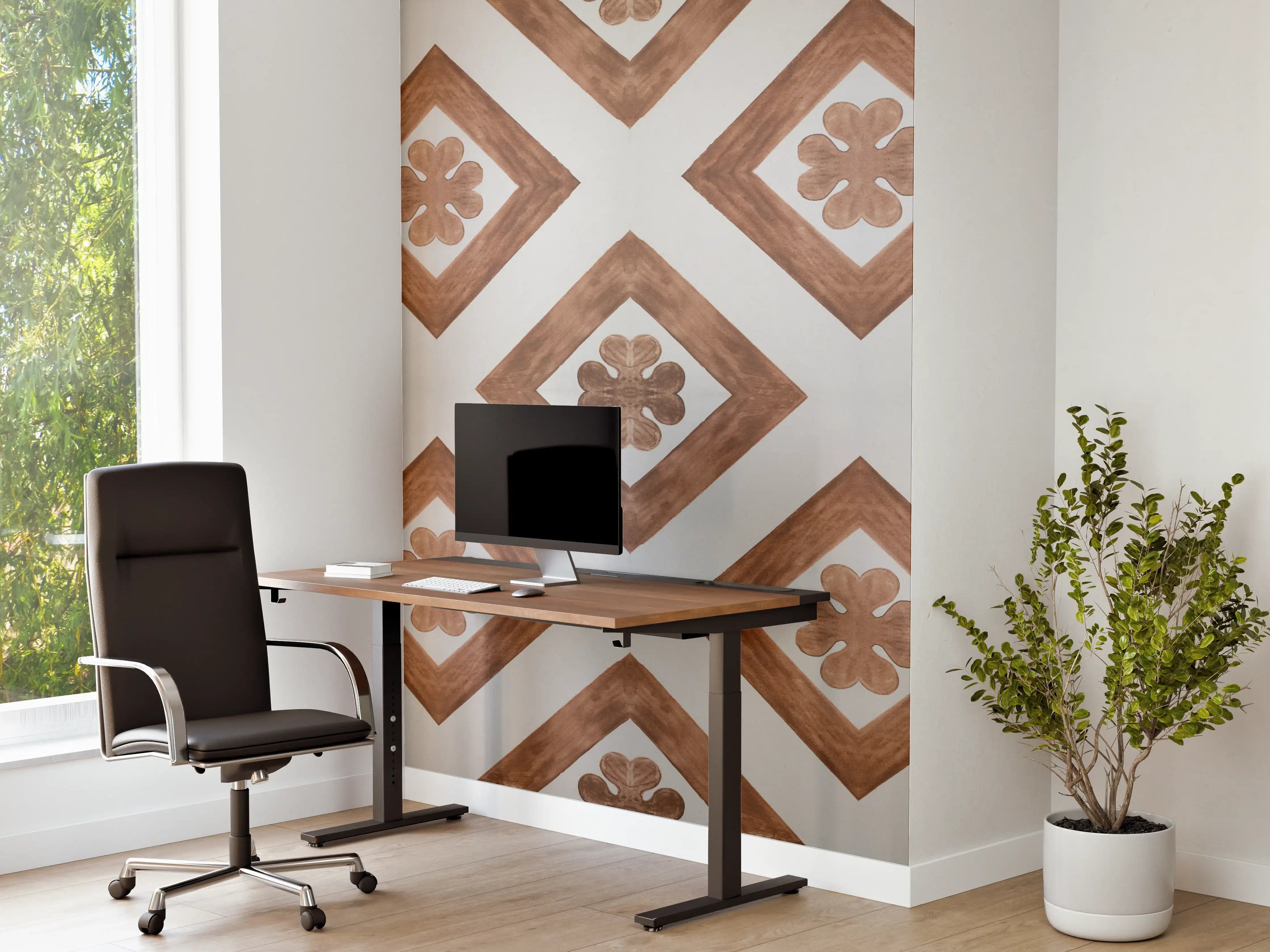 Büro Wandgestaltung - Vintage Braun-Weiß Mosaikfliesen