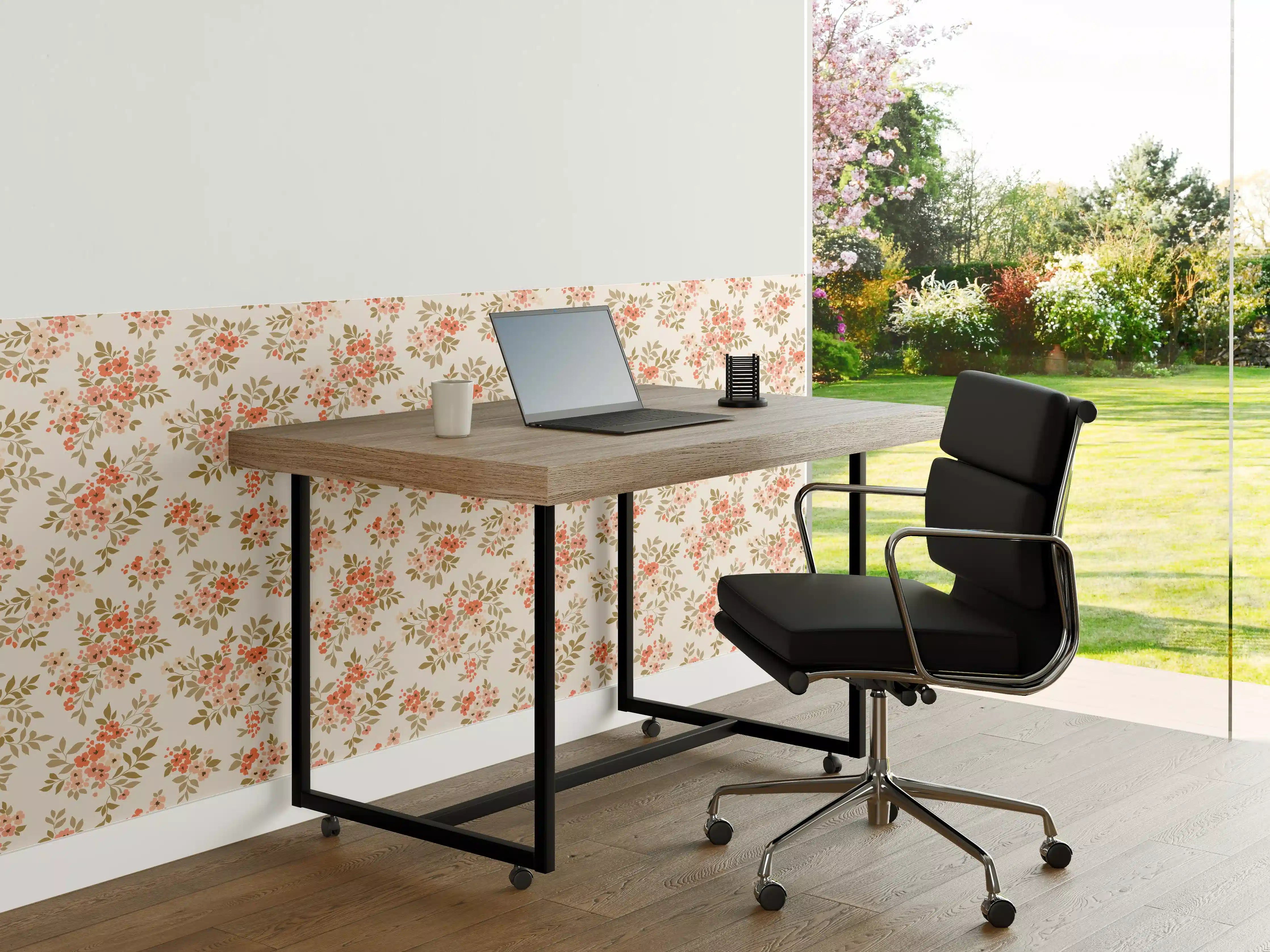 Büro Wandgestaltung - Vintage Ditsy Blumenmuster Rosa Beige