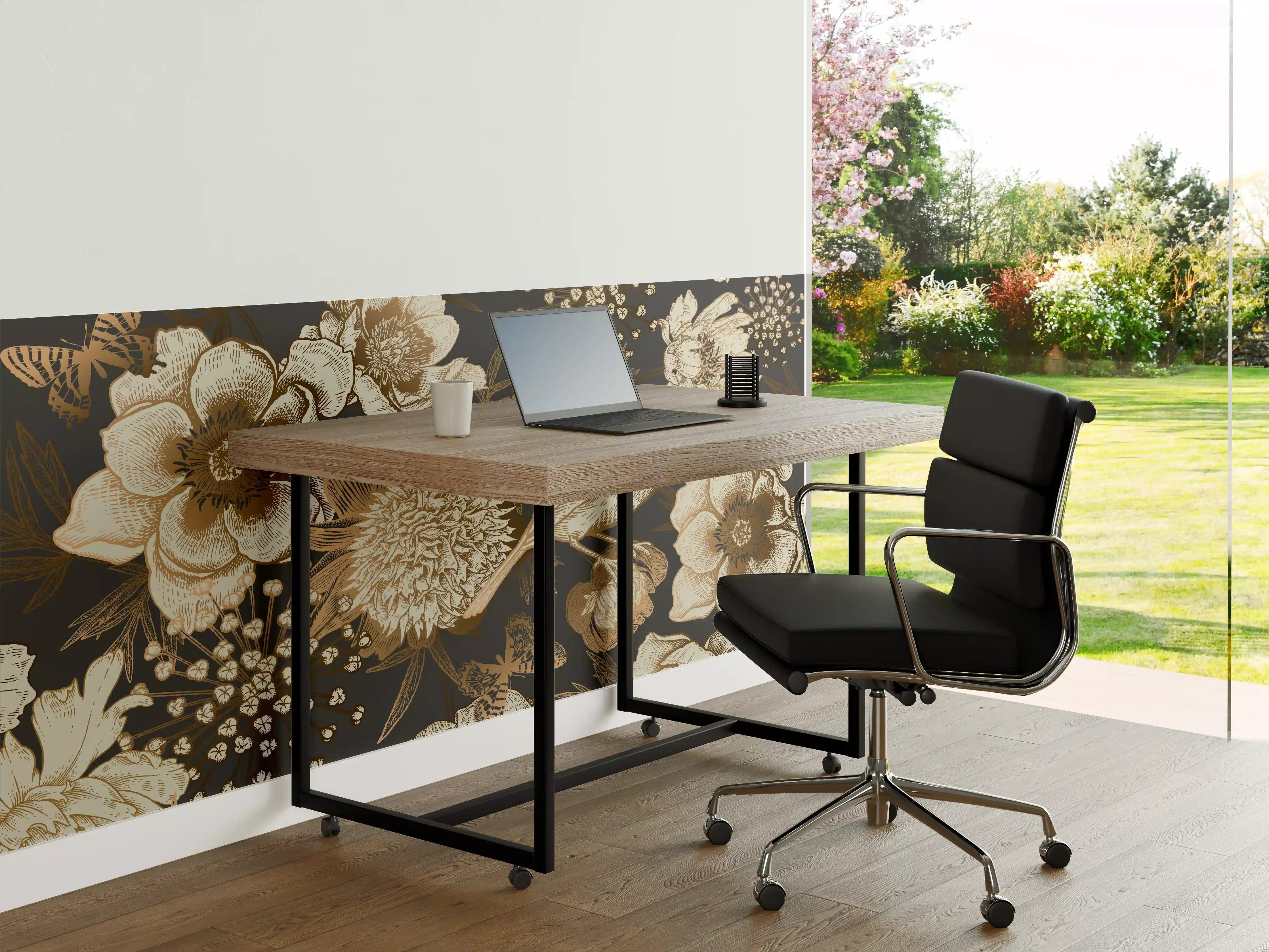 Büro Wandgestaltung - Vintage Gold-Pfingstrosen-Muster