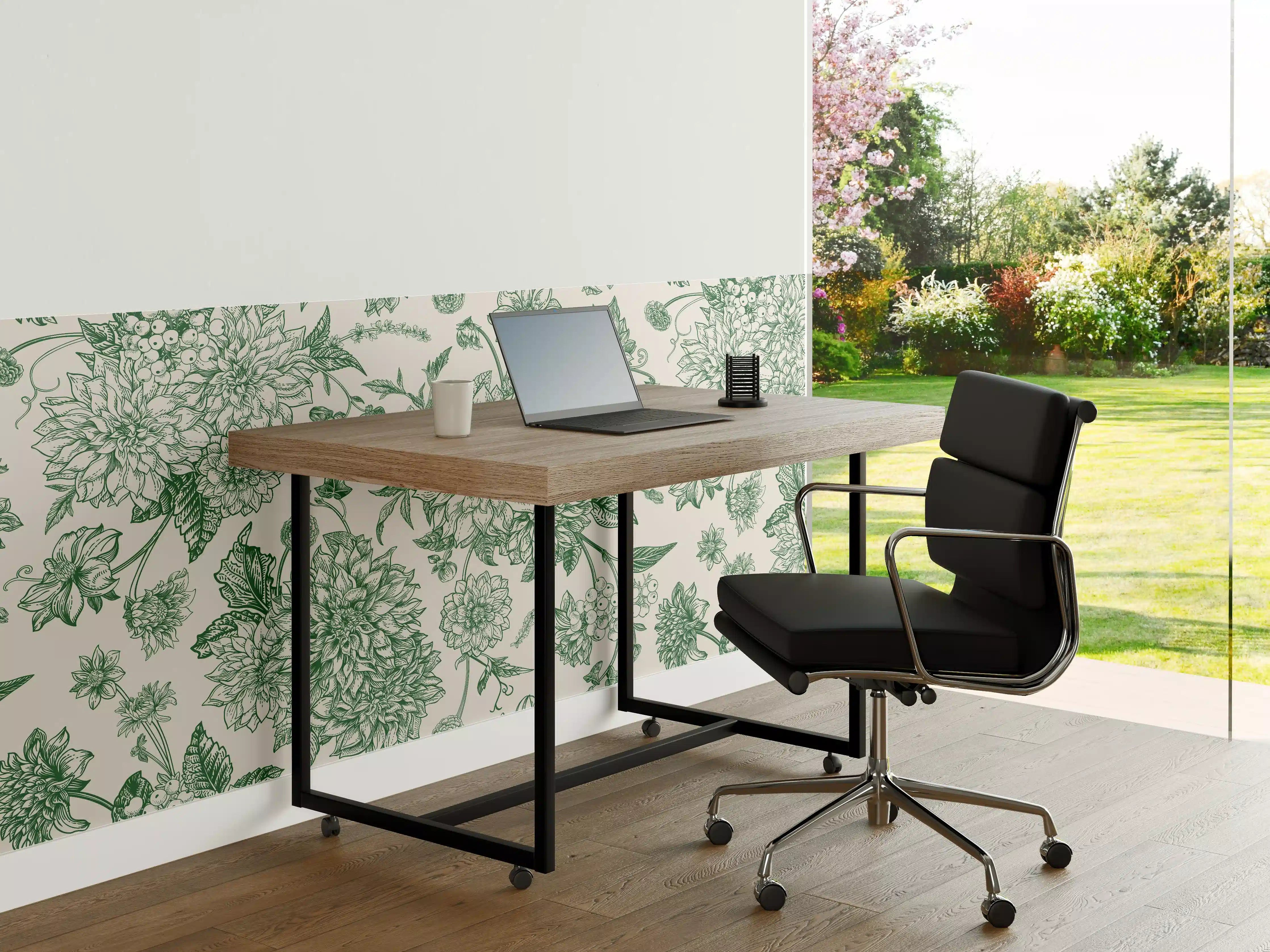 Büro Wandgestaltung - Vintage Grün Blumen Lineart