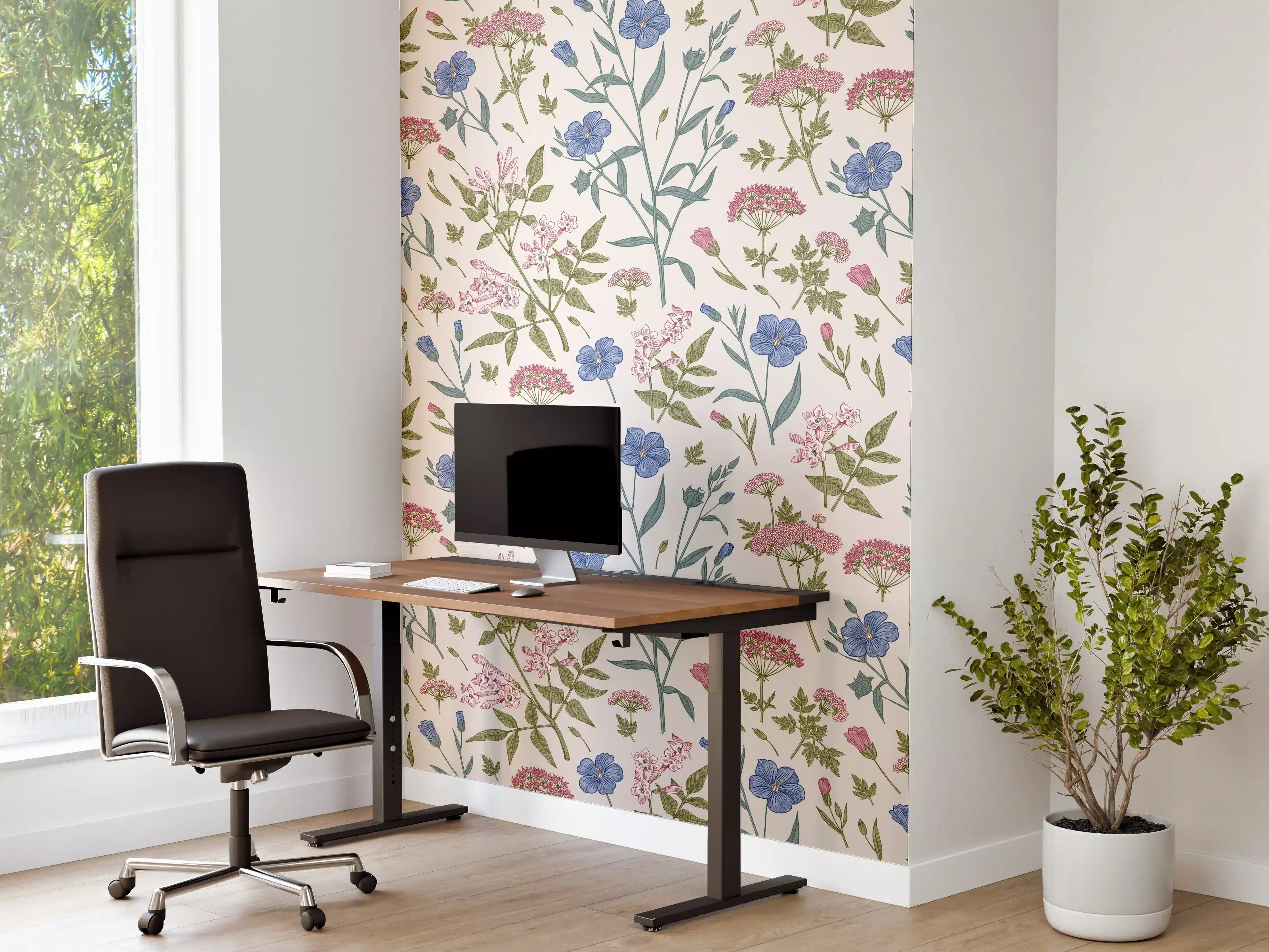 Büro Wandgestaltung - Vintage Pastell-Blumenmuster