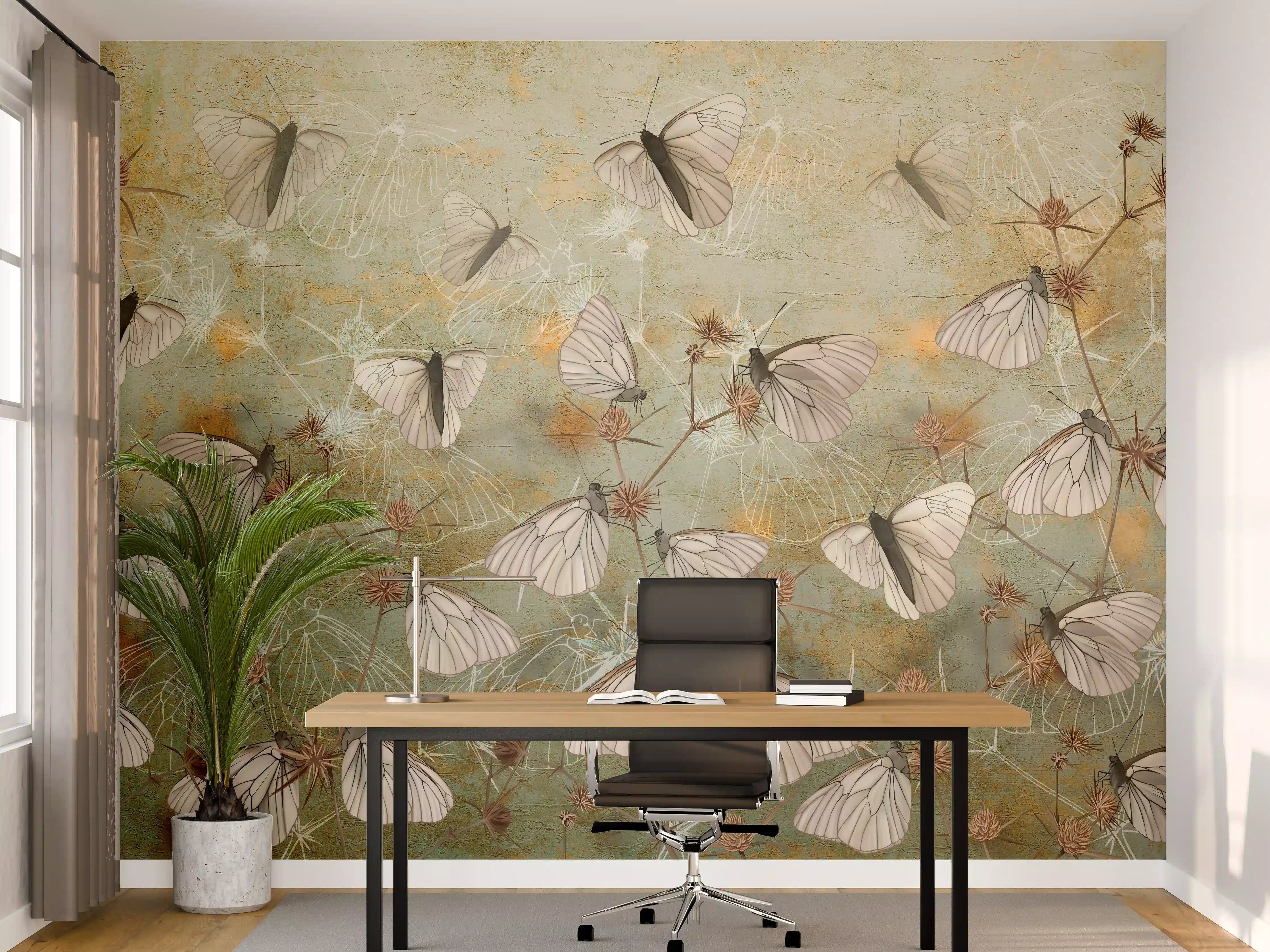 Büro Wandgestaltung - Vintage Schmetterling - Zeichnung