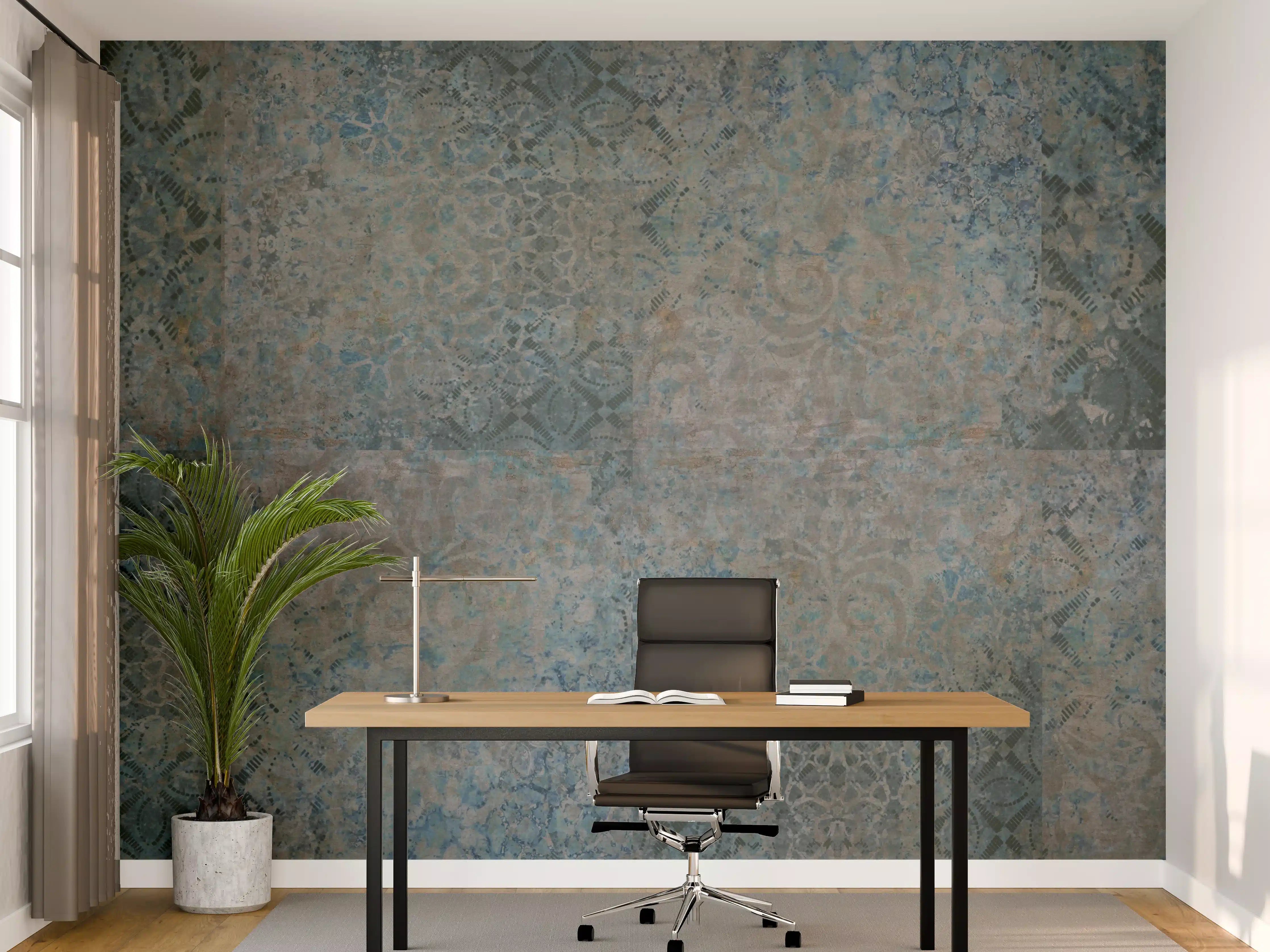 Büro Wandgestaltung - Vintage-Türkis-Grau-Mosaikfliesen