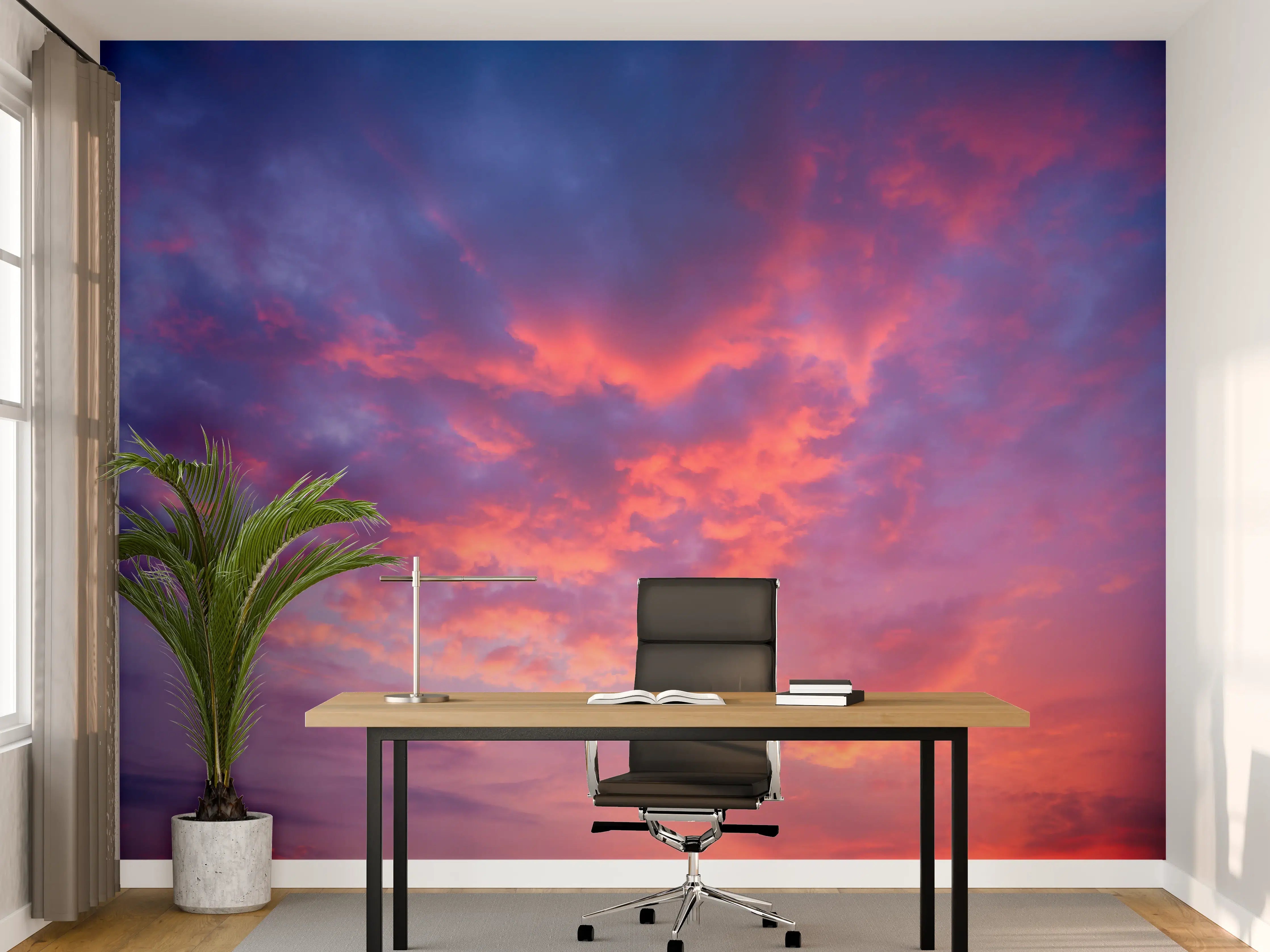 Büro Wandgestaltung - Violett-Pinker Sonnenuntergang