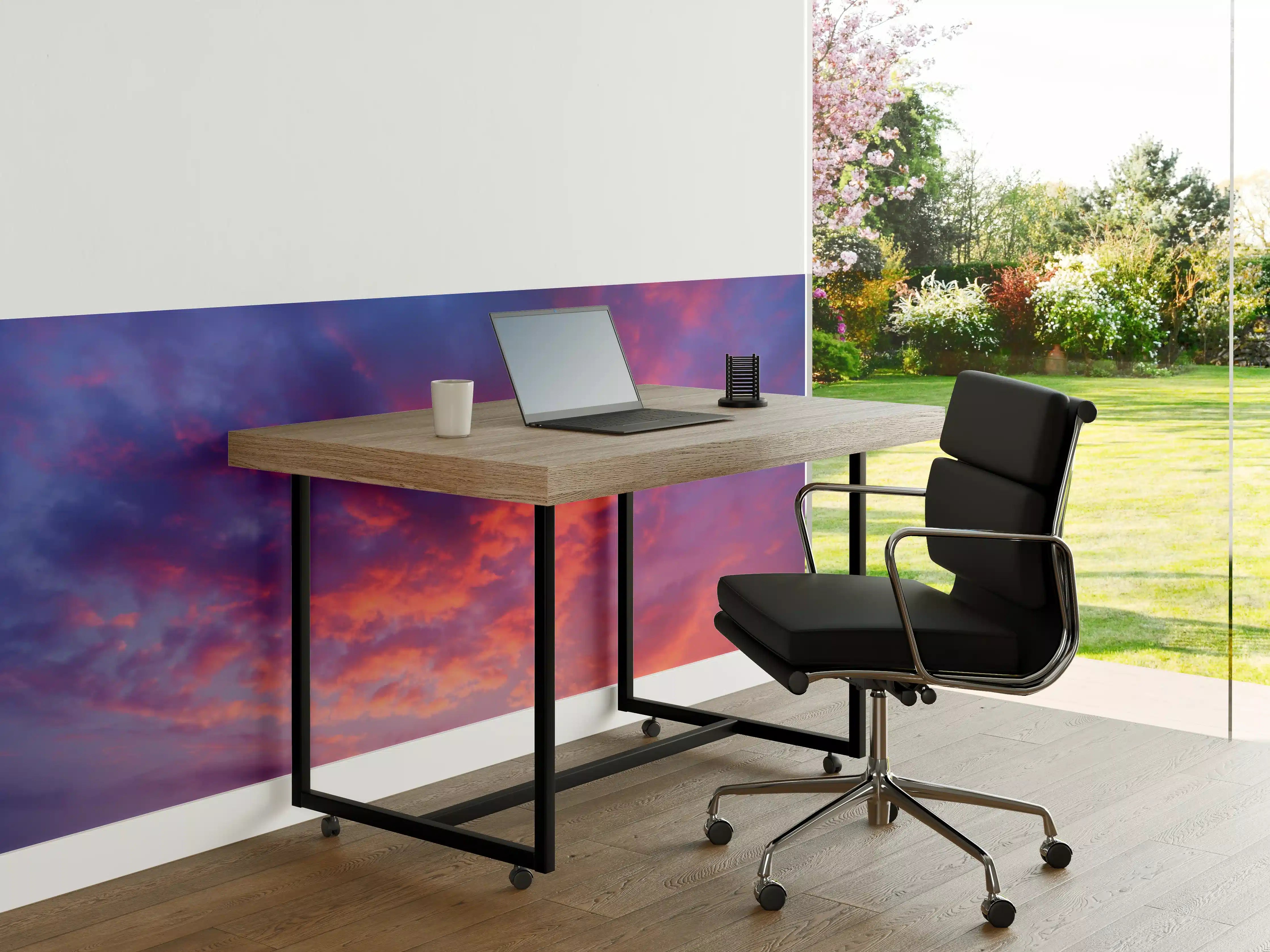 Büro Wandgestaltung - Violett-Pinker Sonnenuntergang