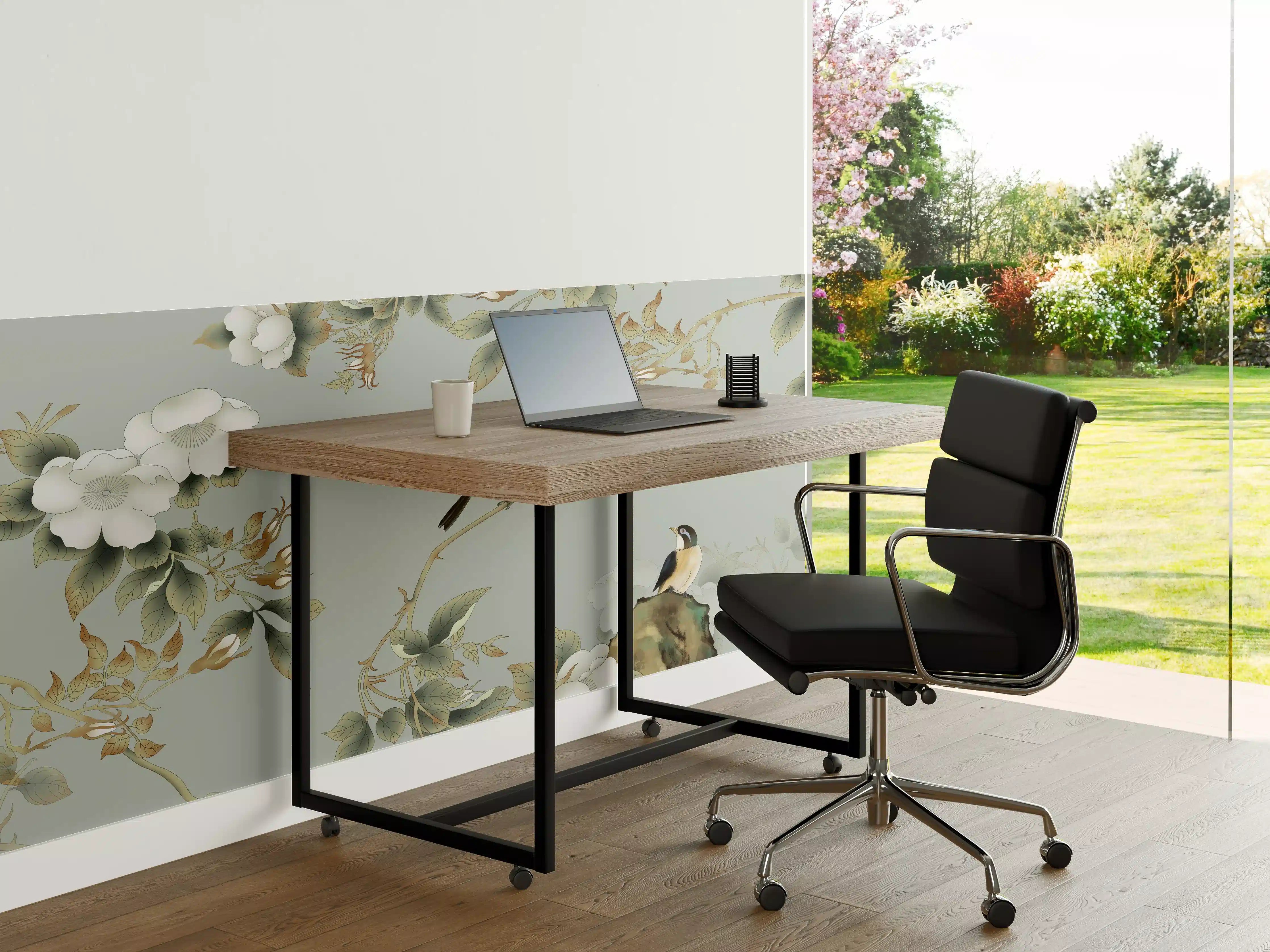 Büro Wandgestaltung - Vögel Natur Illustration auf grauem Hintergrund