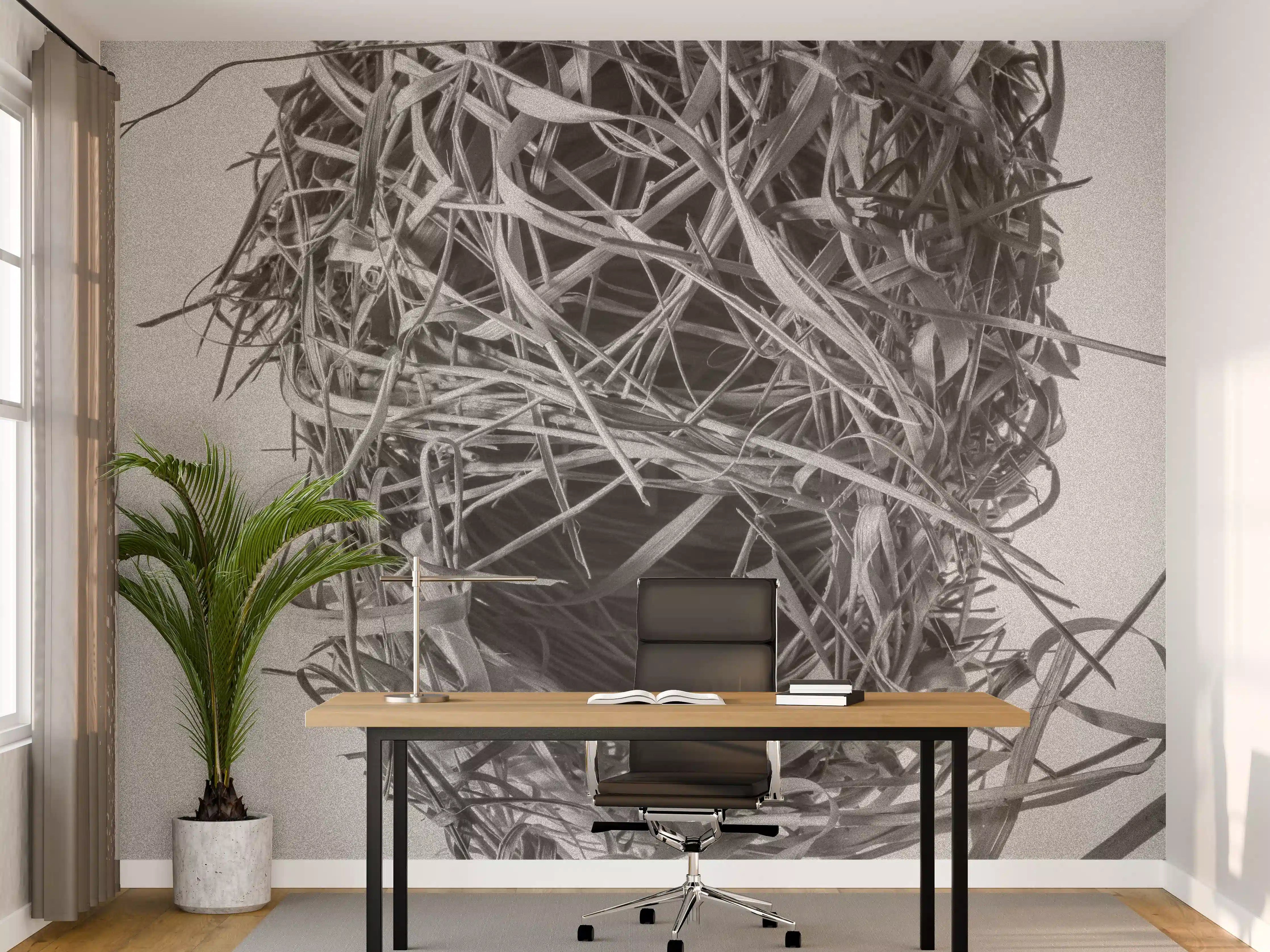Büro Wandgestaltung - Vogelnest - schwarz-weiß