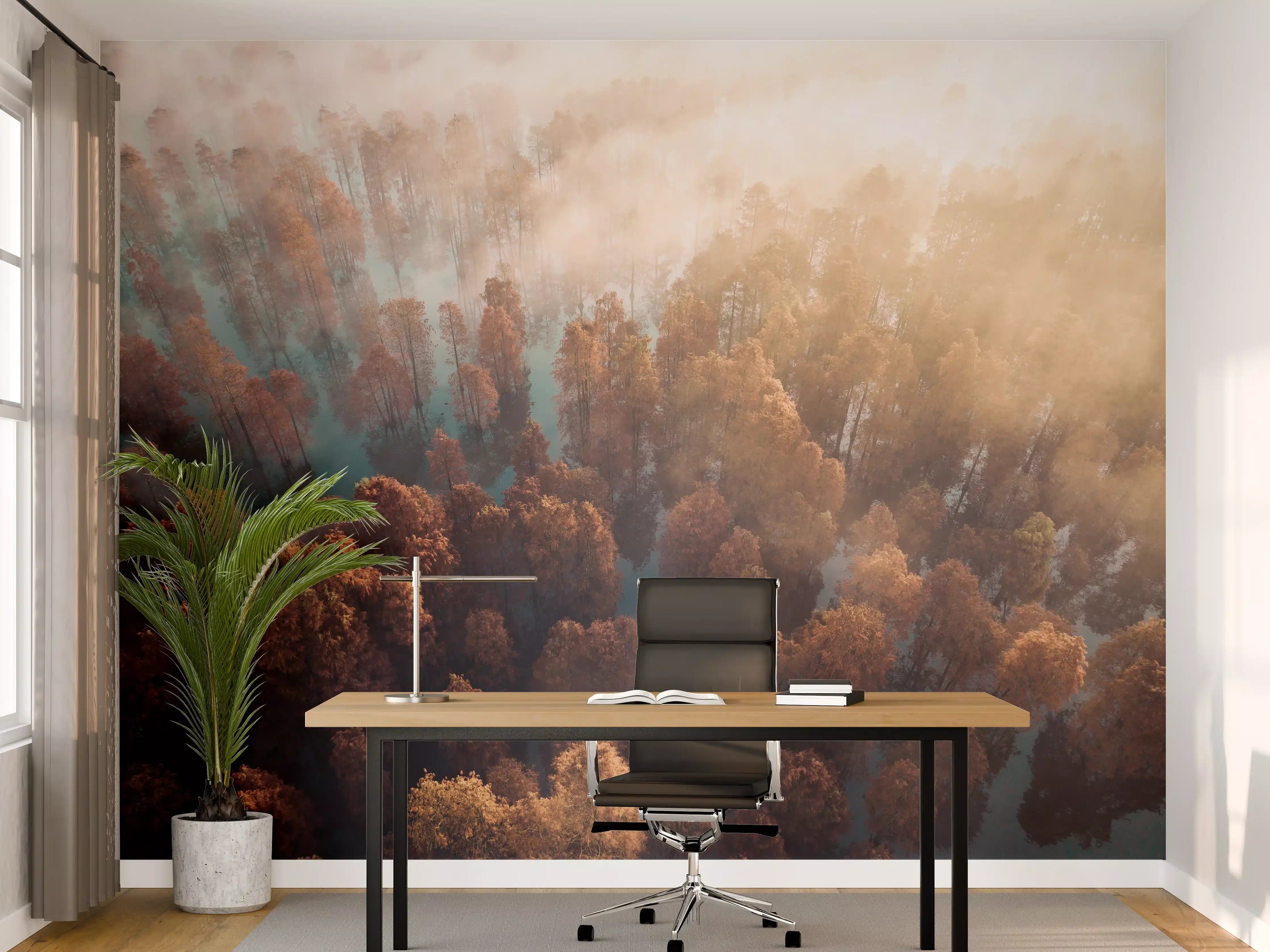 Büro Wandgestaltung - Vogelperspektive - Wald im Herbst