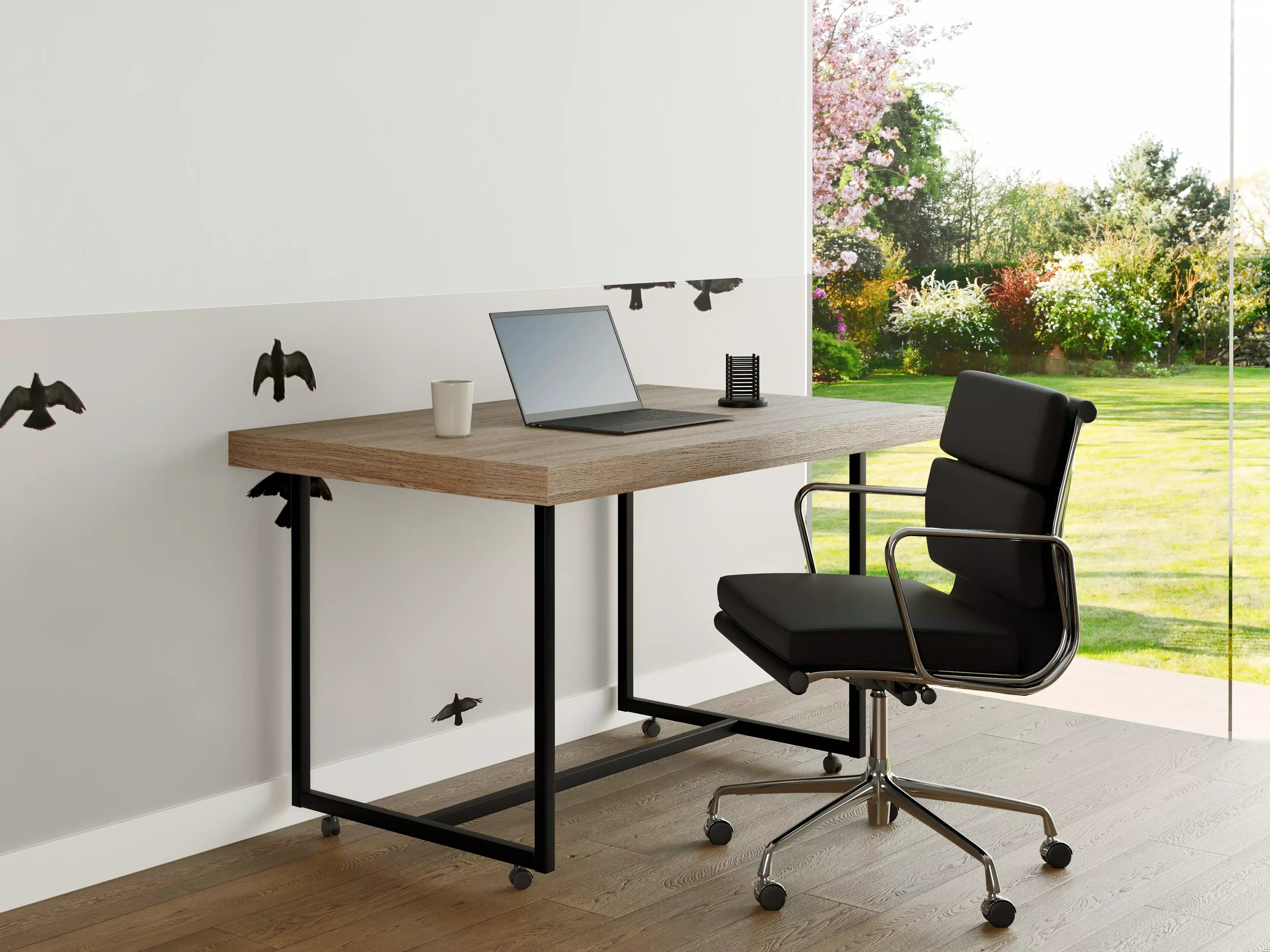 Büro Wandgestaltung - Vogelschwarm - schwarz-weiß