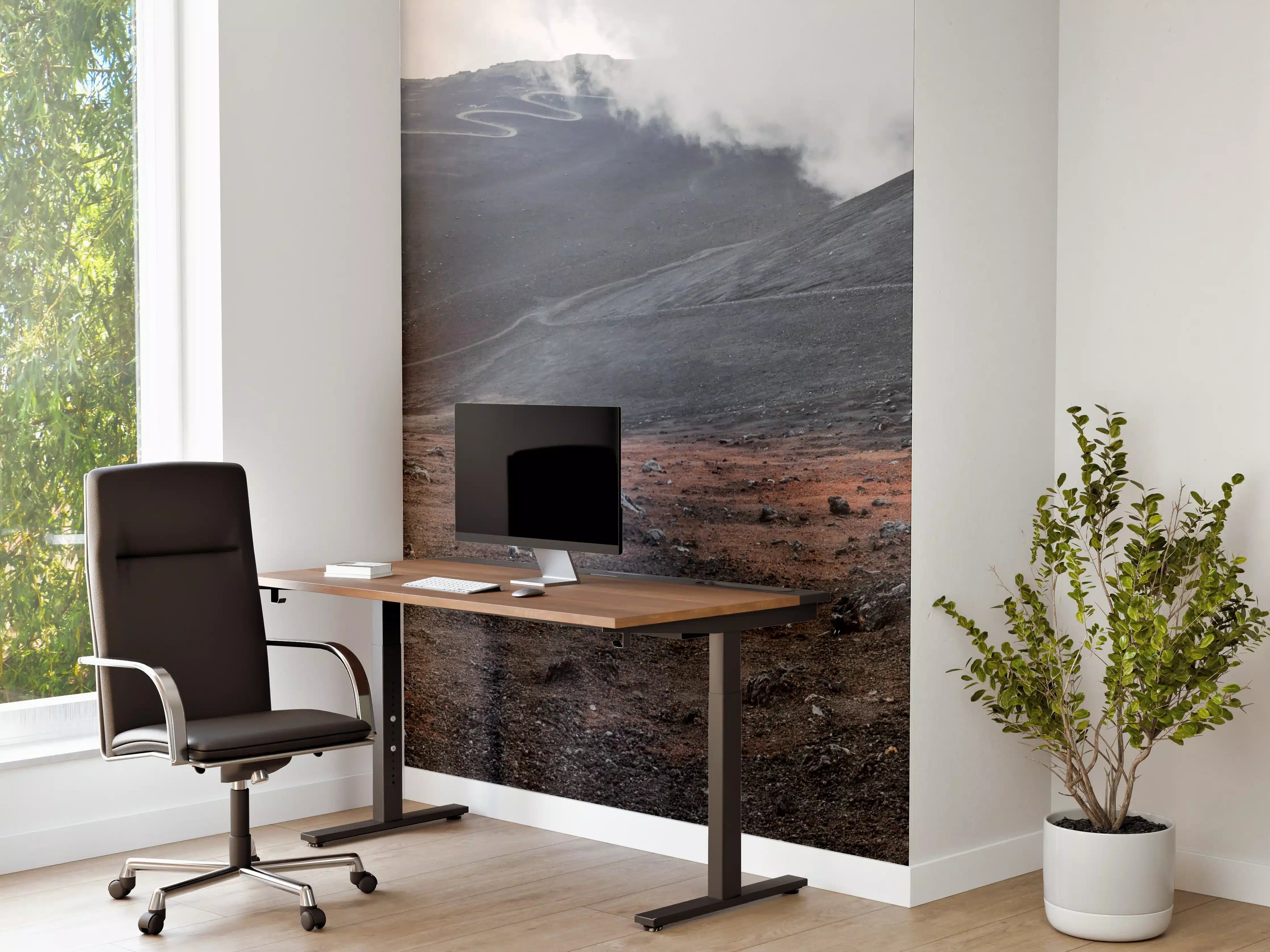 Büro Wandgestaltung - Vulkankrater Schwarz-Grau-Orange Panorama