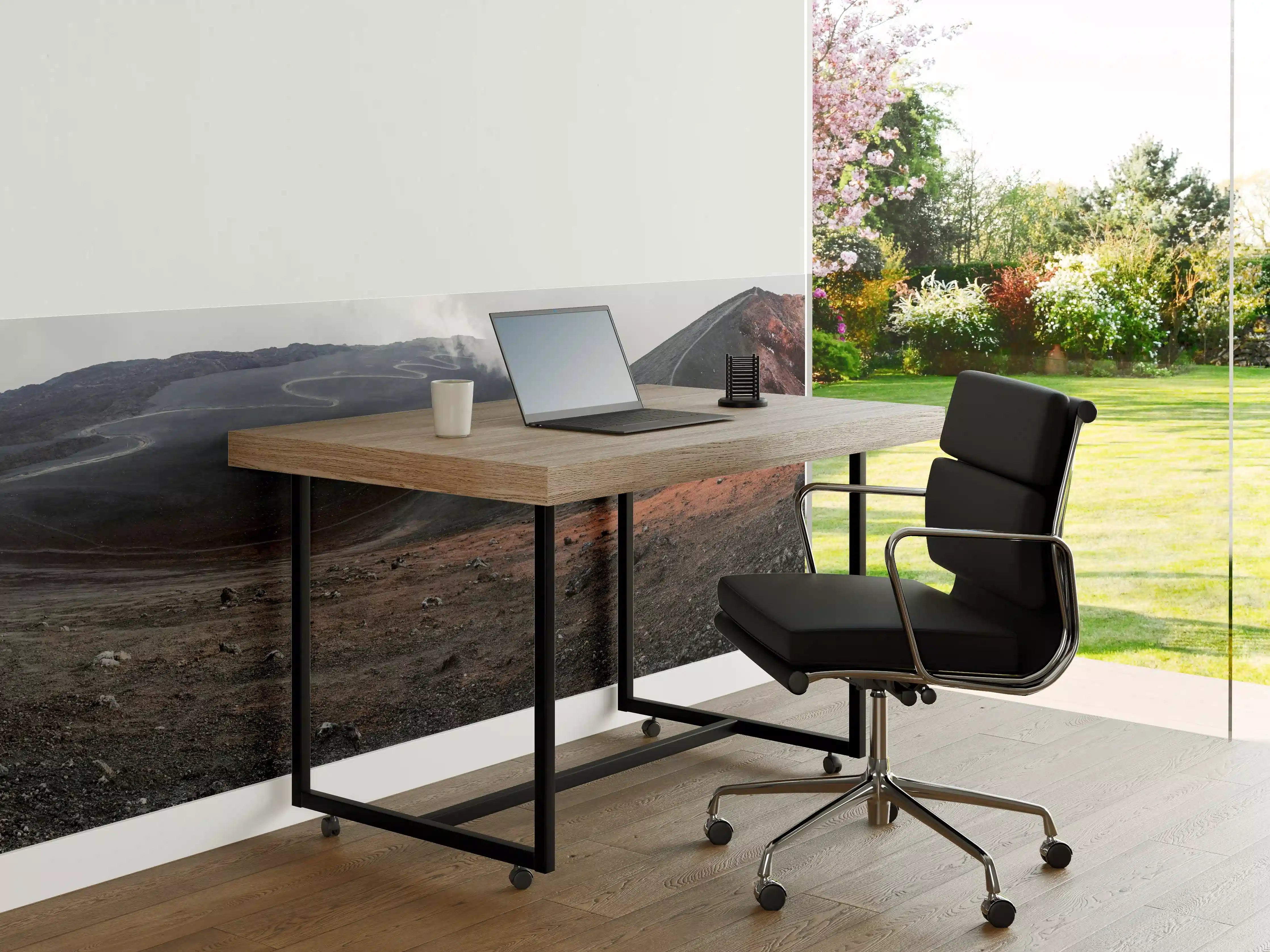 Büro Wandgestaltung - Vulkankrater Schwarz-Grau-Orange Panorama