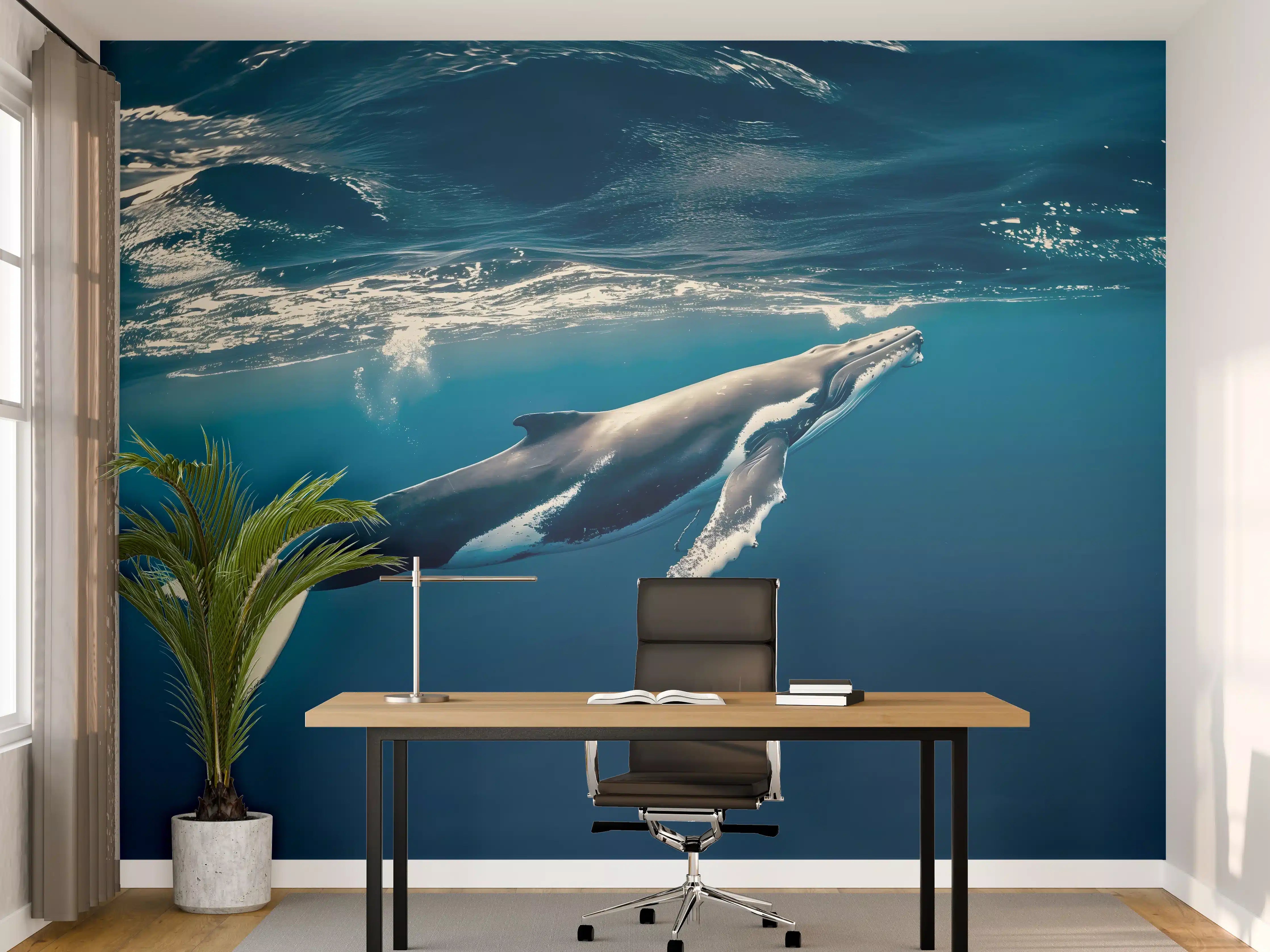 Büro Wandgestaltung - Wal im blauen Ozean
