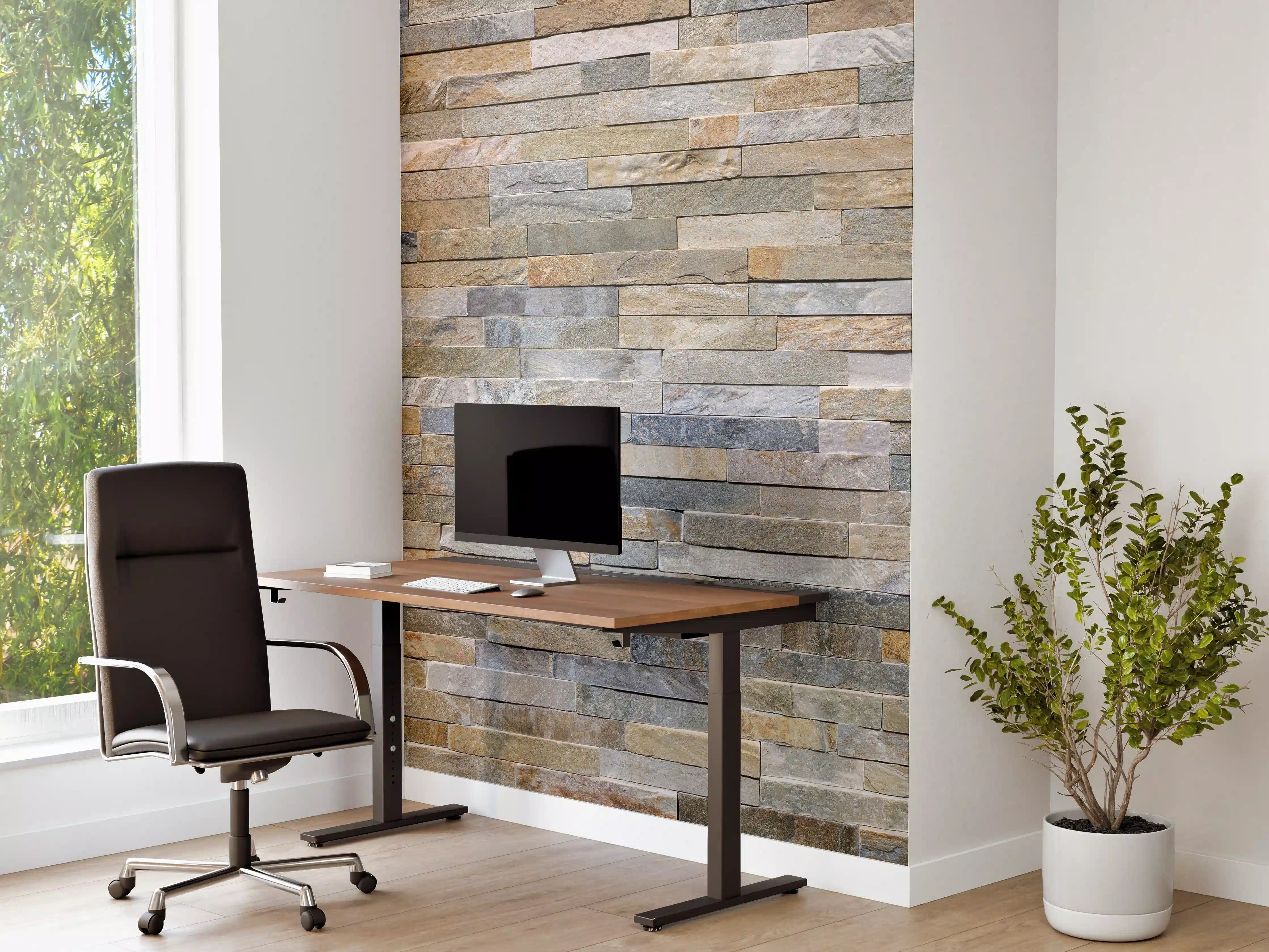 Büro Wandgestaltung - Wand aus farbigen Verblendsteinen