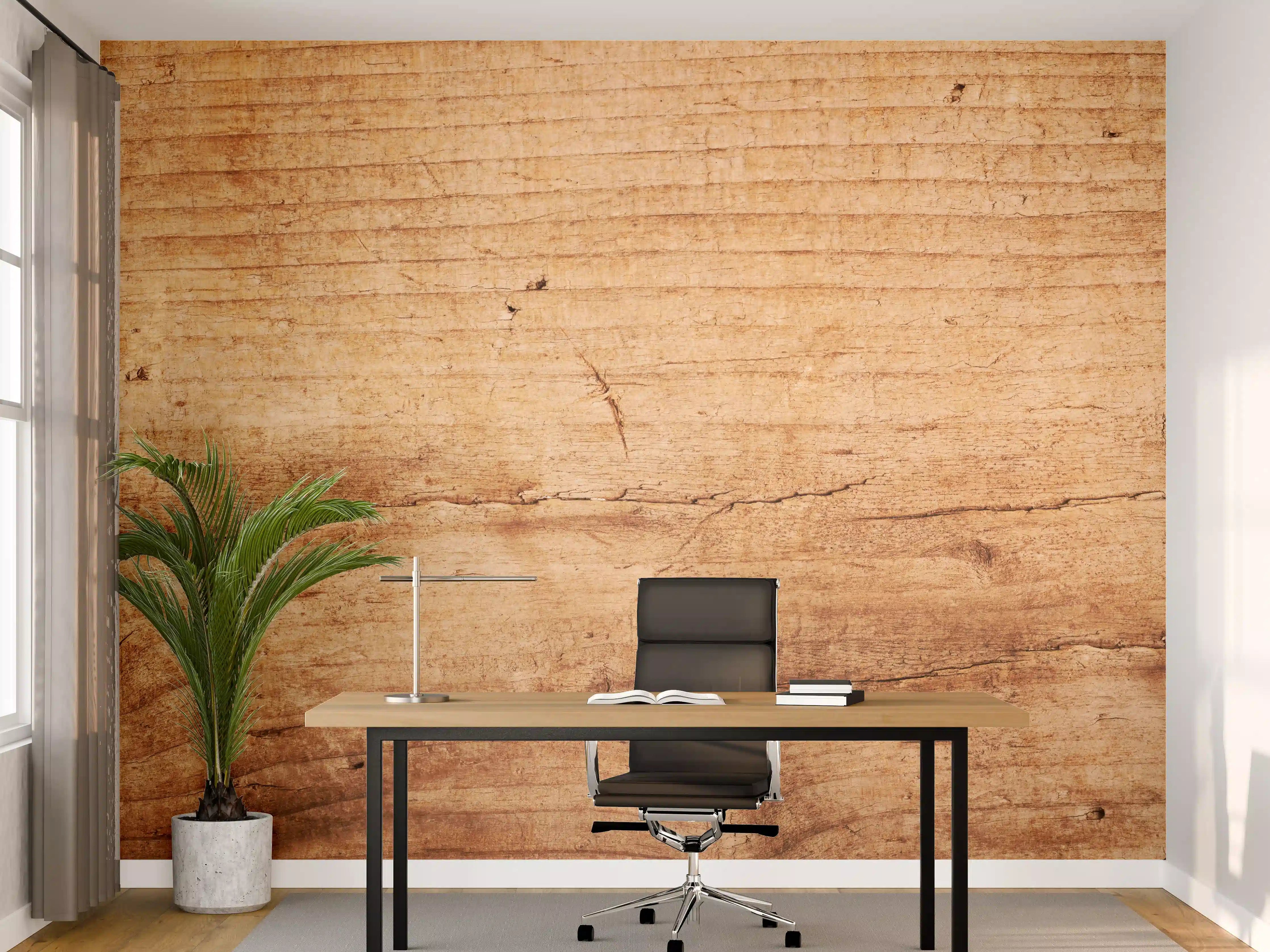 Büro Wandgestaltung - Warme Grautöne im Holzdesign