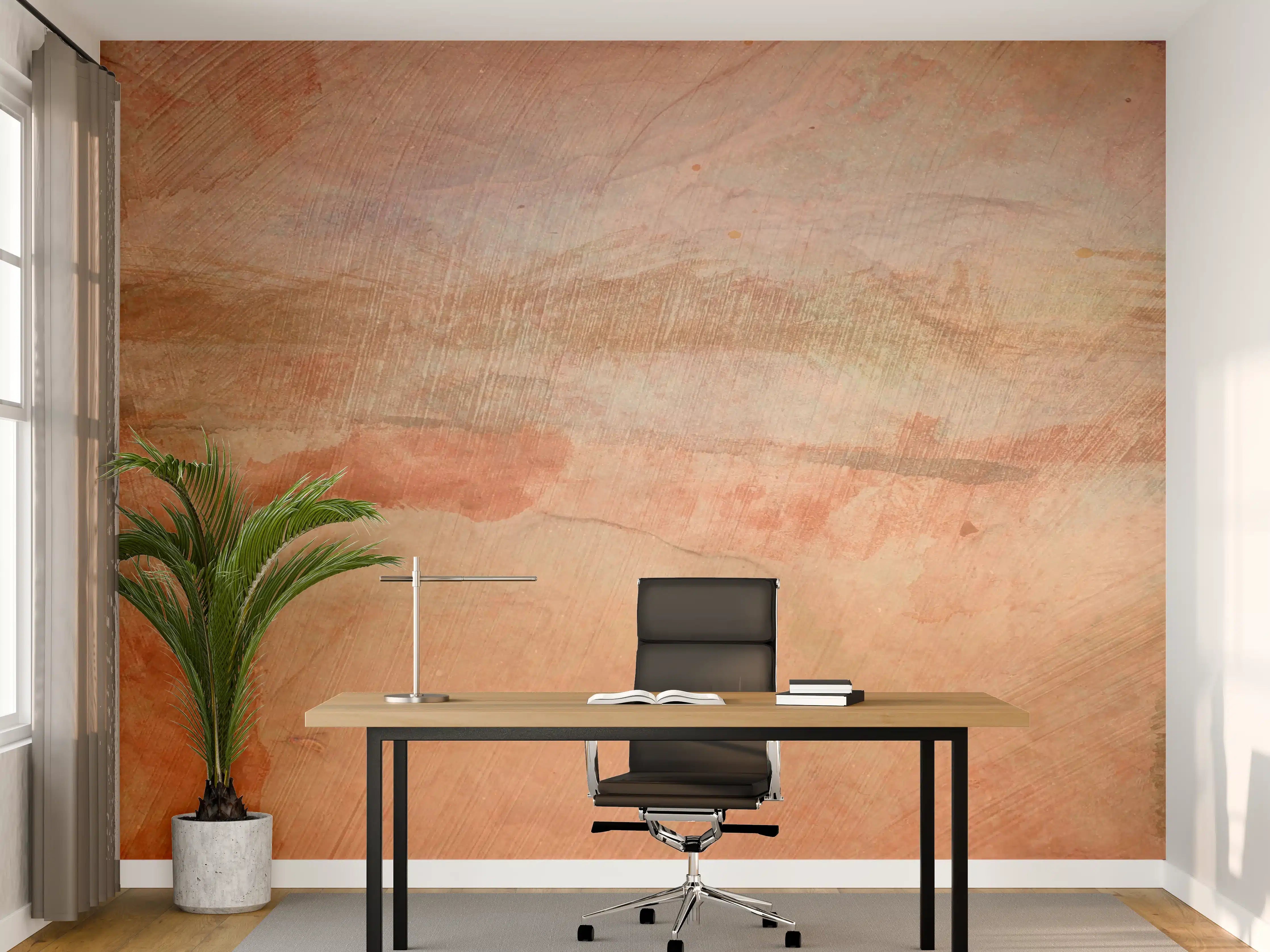 Büro Wandgestaltung - Warme Terrakotta-Wand mit Naturtextur