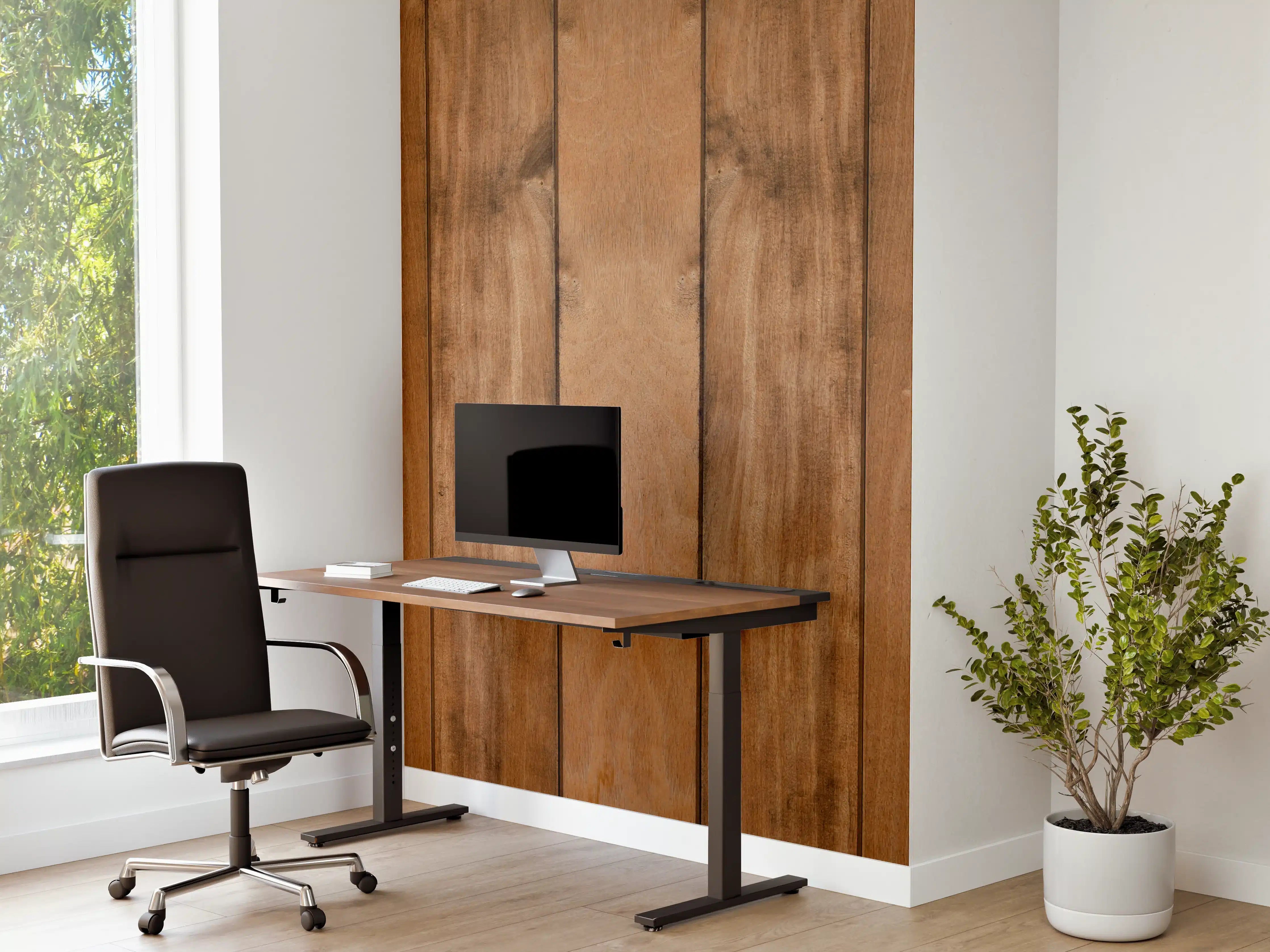 Büro Wandgestaltung - Warmer Holzhintergrund mit Naturholz-Optik
