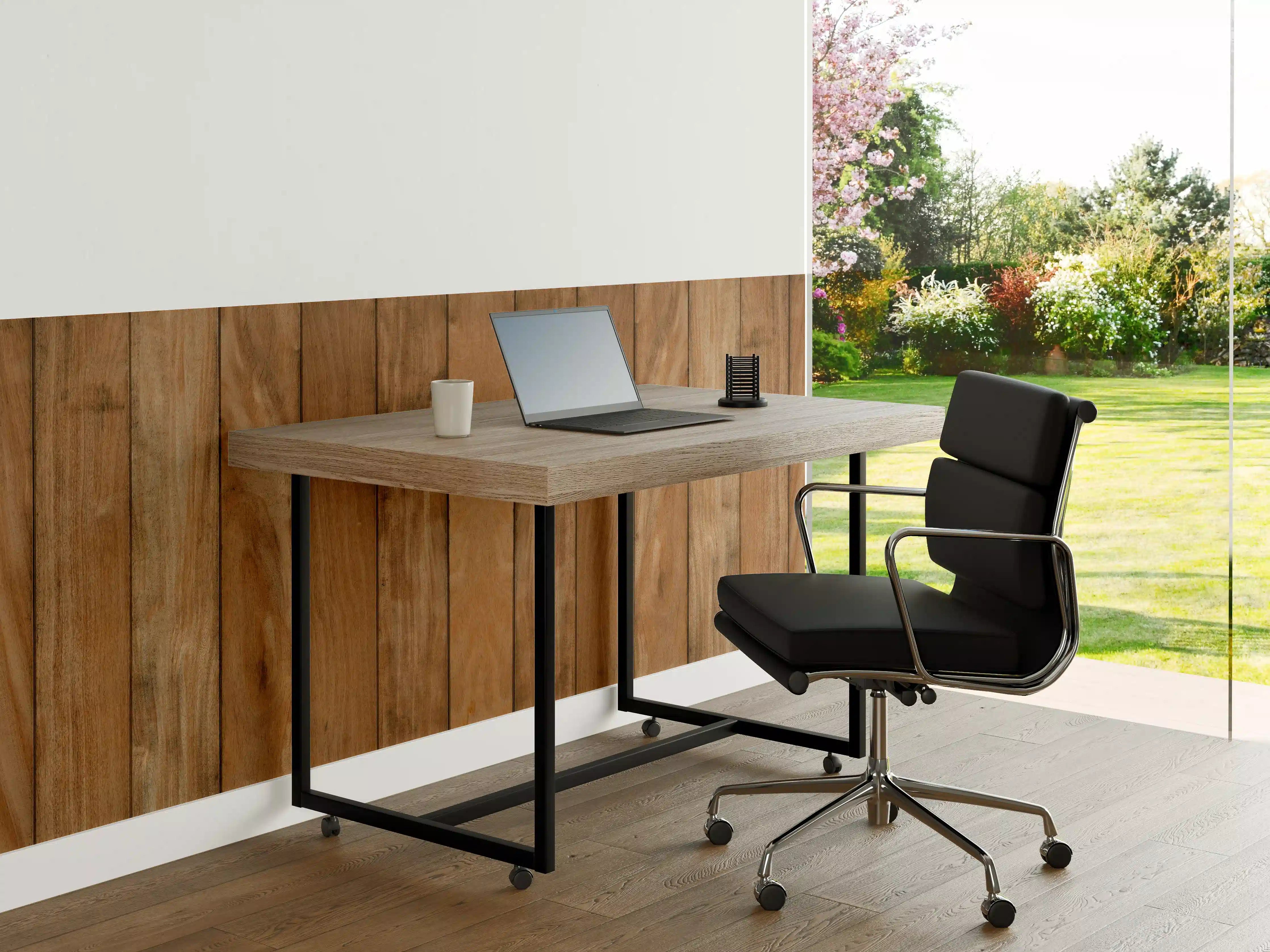 Büro Wandgestaltung - Warmer Holzhintergrund mit Naturholz-Optik