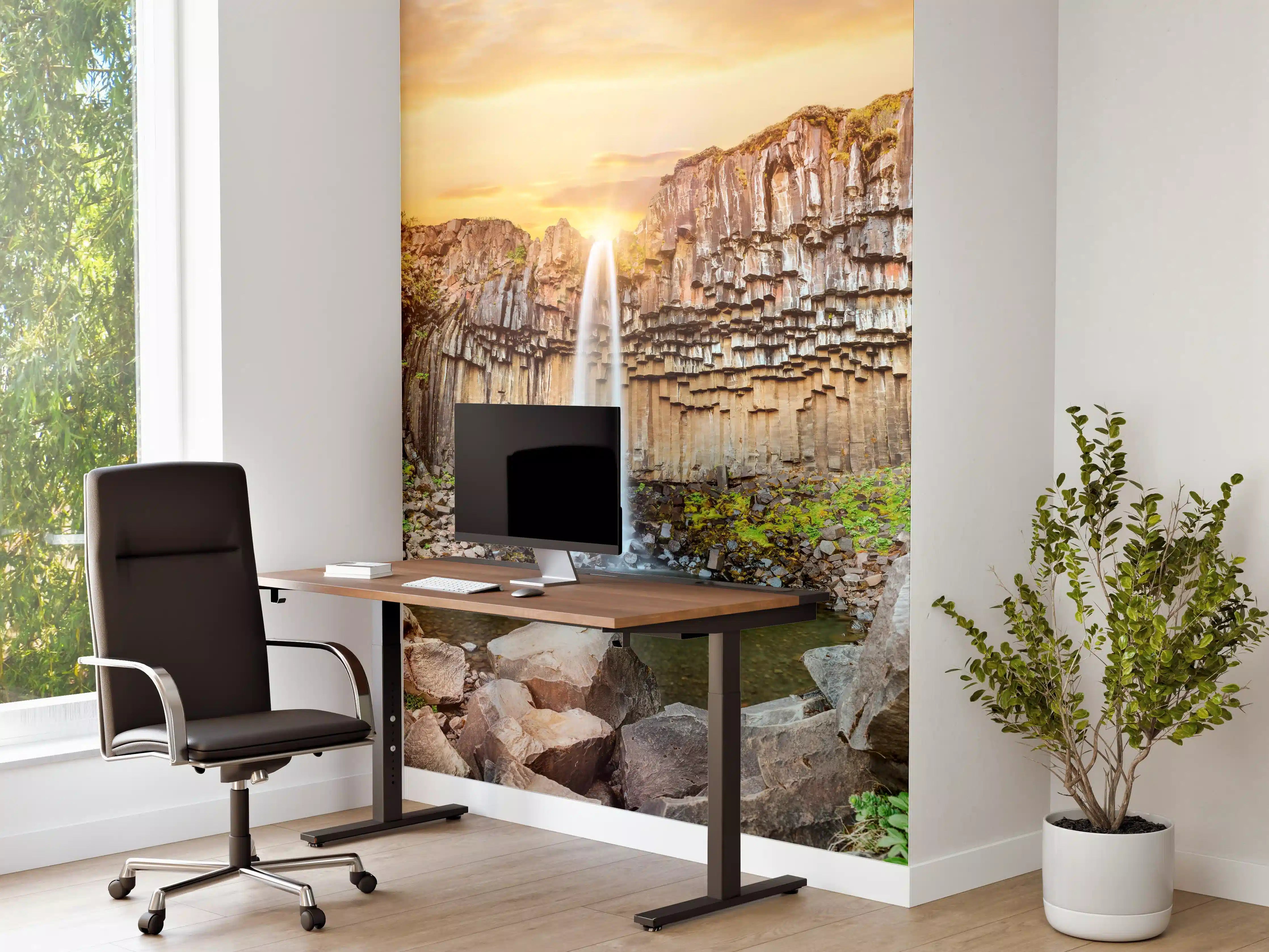 Büro Wandgestaltung - Wasserfall "Svartifoss" im Skaftafell-Nationalpark