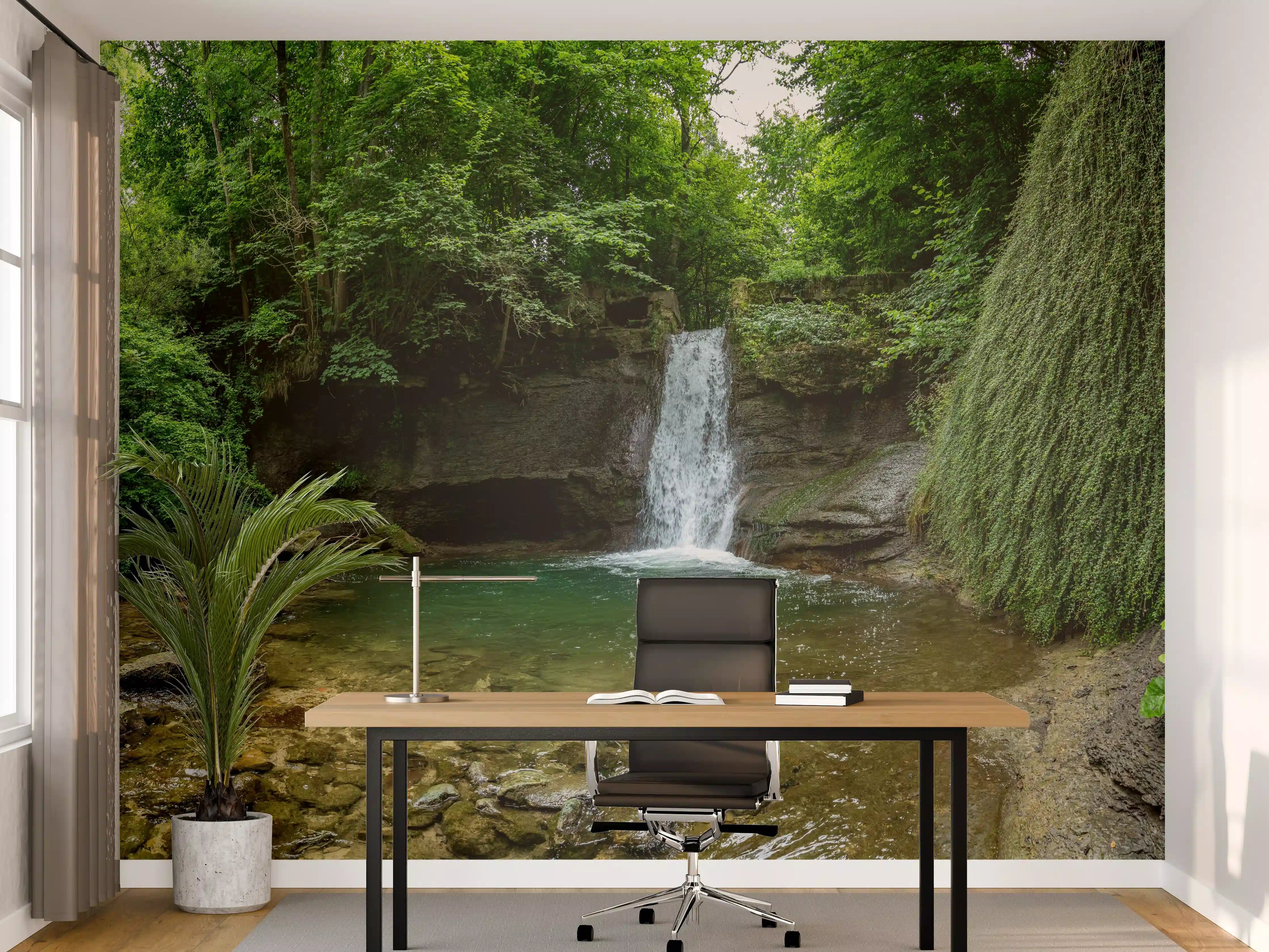 Büro Wandgestaltung - Wasserfall im Wald - Utopie