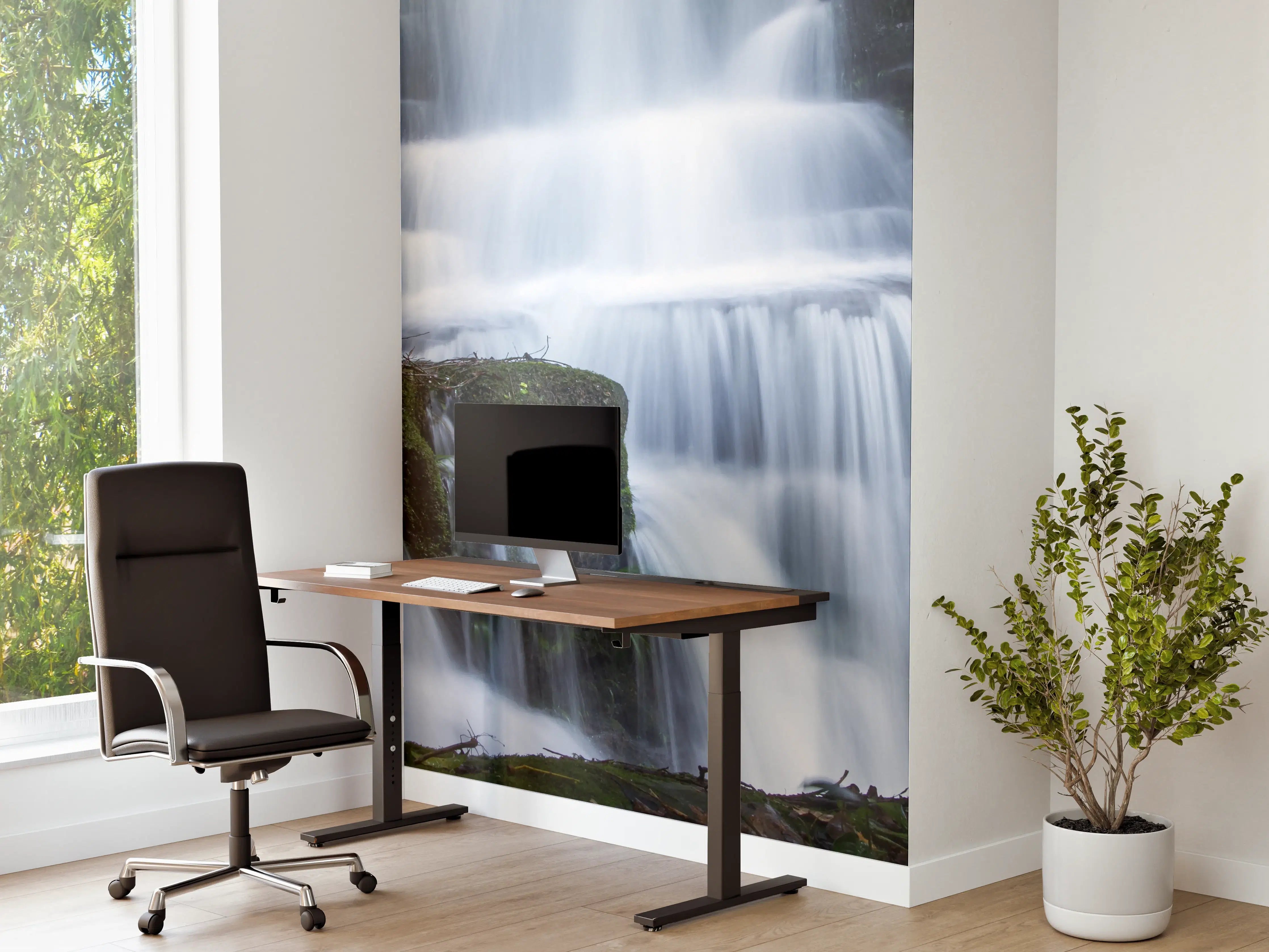 Büro Wandgestaltung - Wasserfall im Wald mit Felsen
