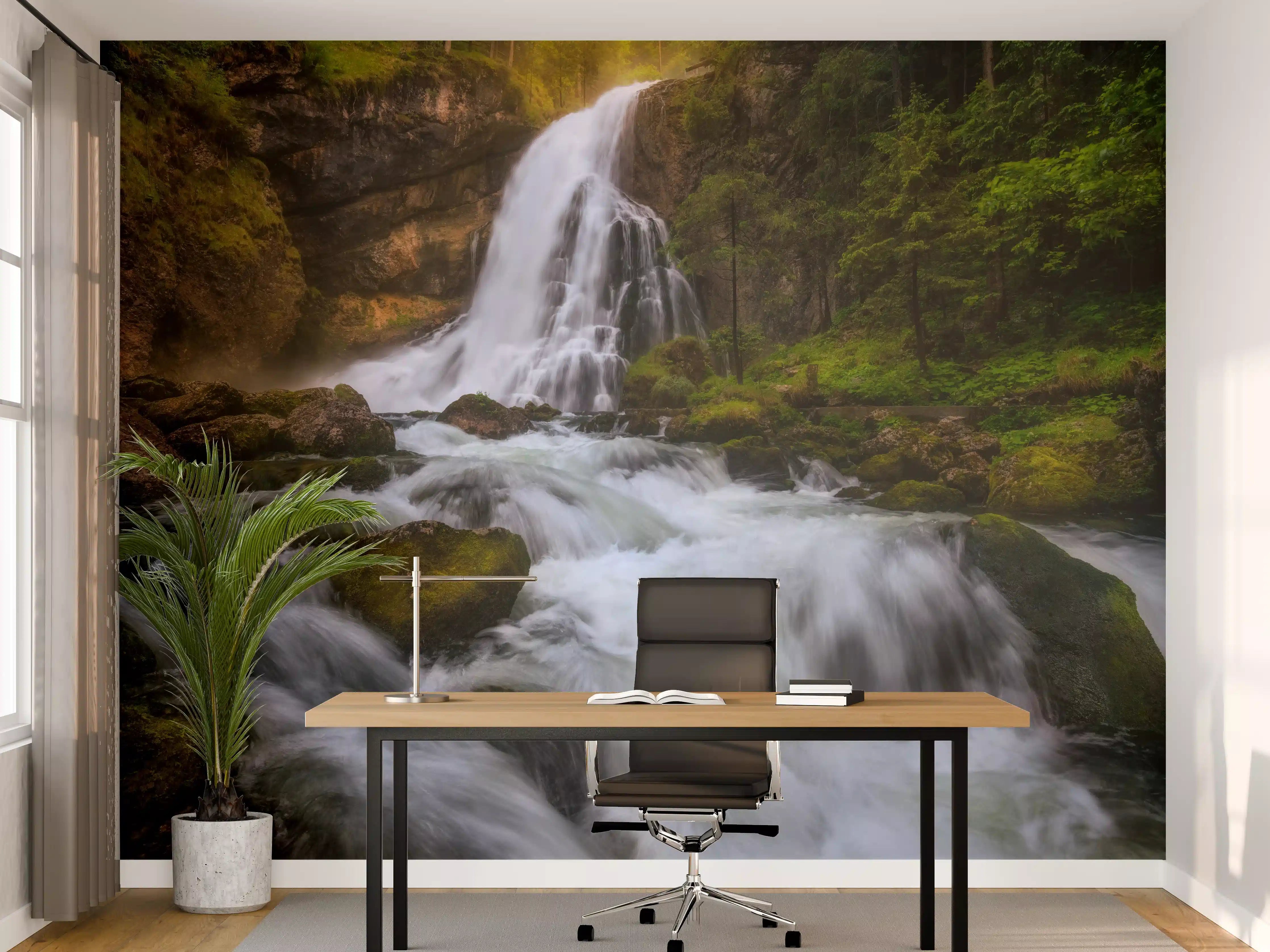 Büro Wandgestaltung - Wasserfall in bergiger Region