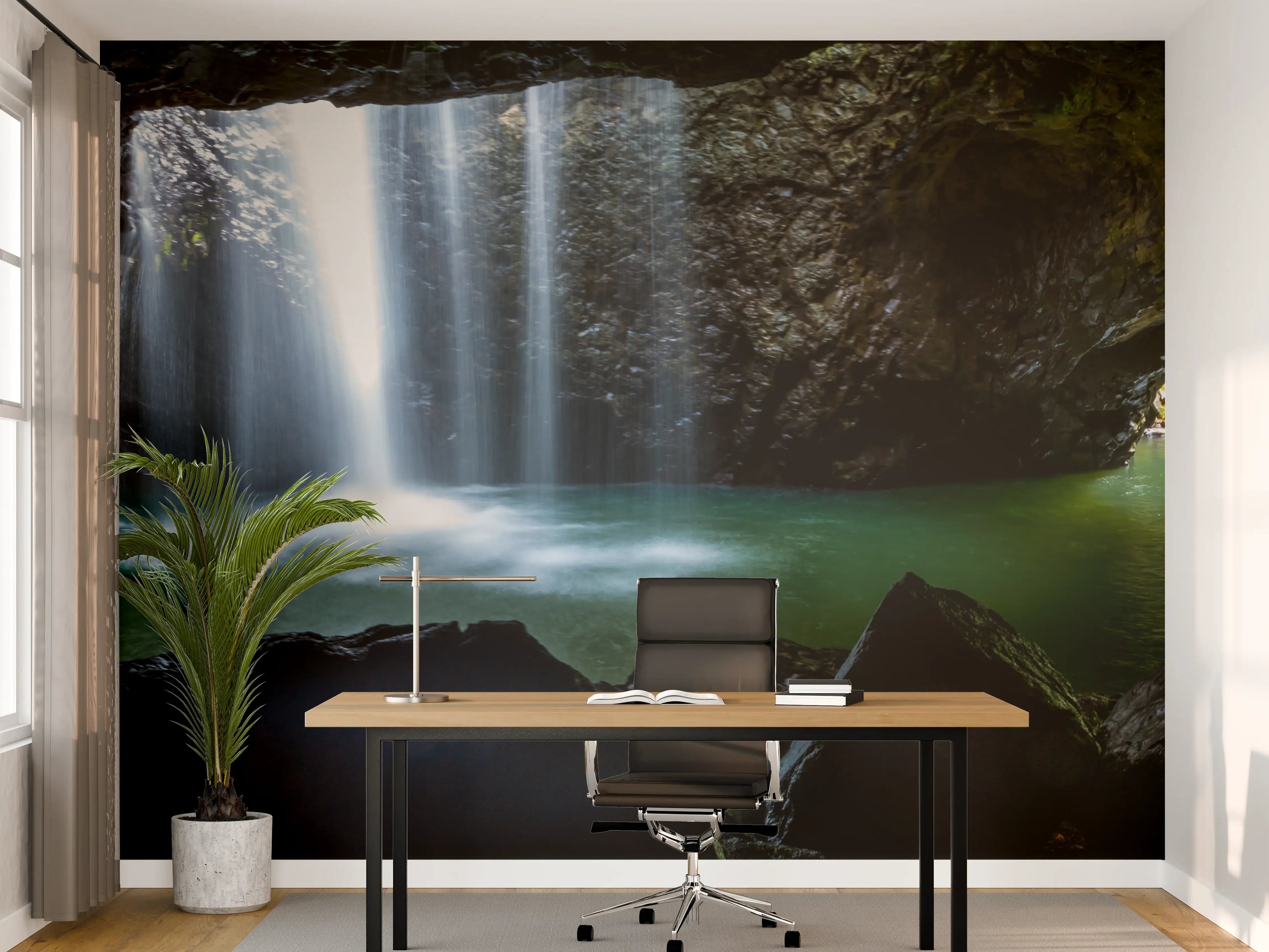 Büro Wandgestaltung - Wasserfall in der Höhle