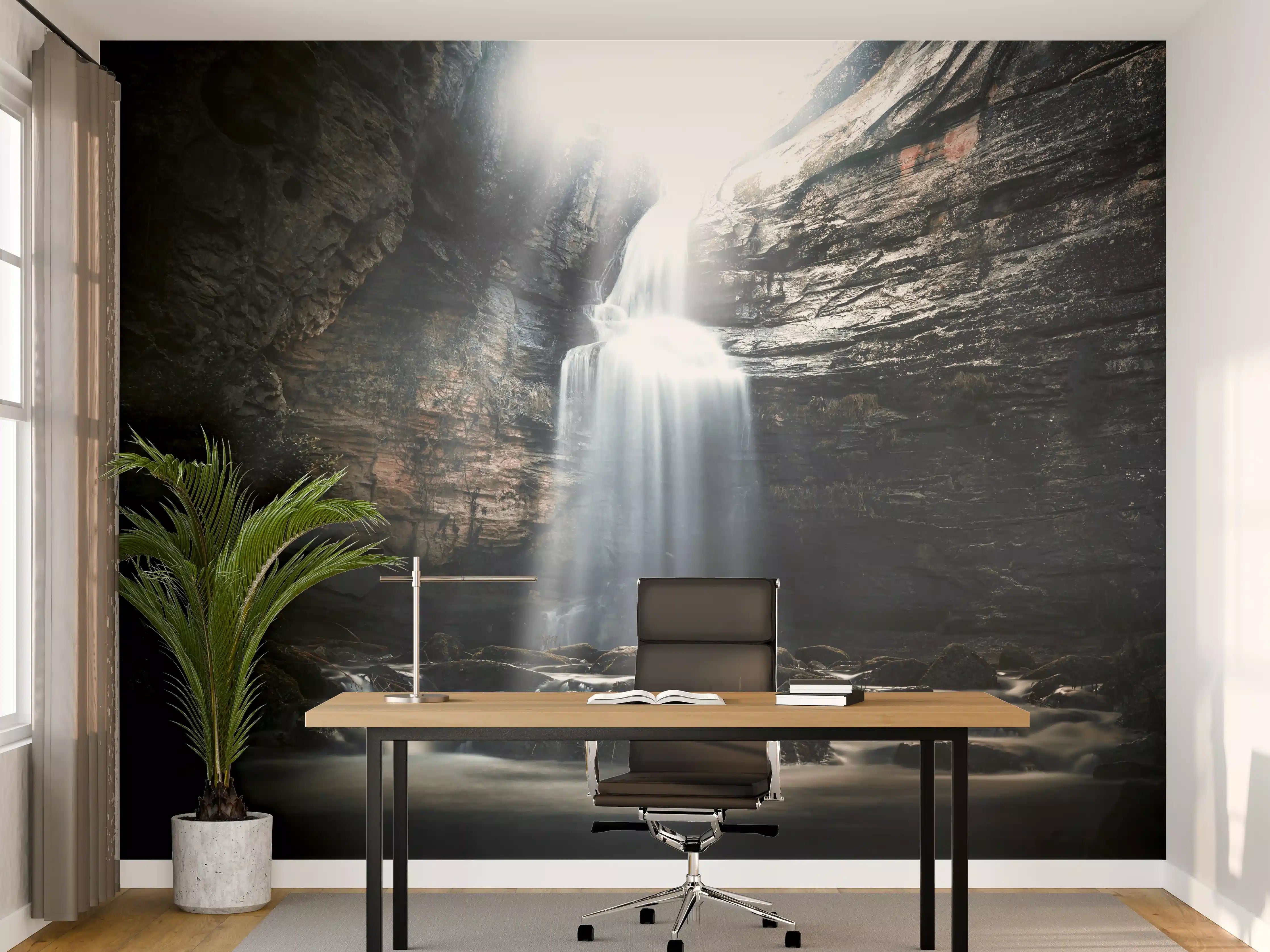 Büro Wandgestaltung - Wasserfall in geheimnisvoller Schlucht