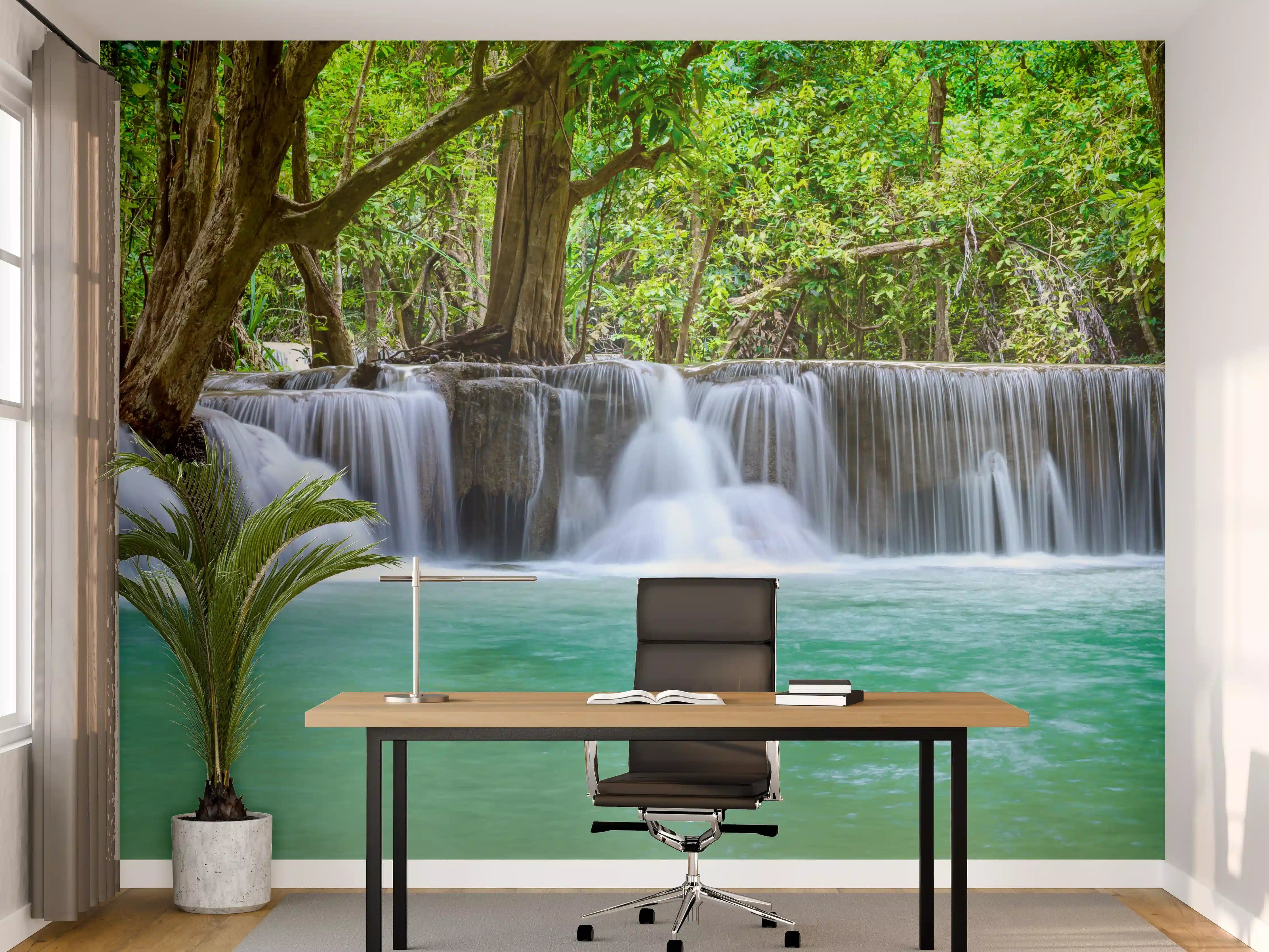 Büro Wandgestaltung - Wasserfall tief im tropischen Wald